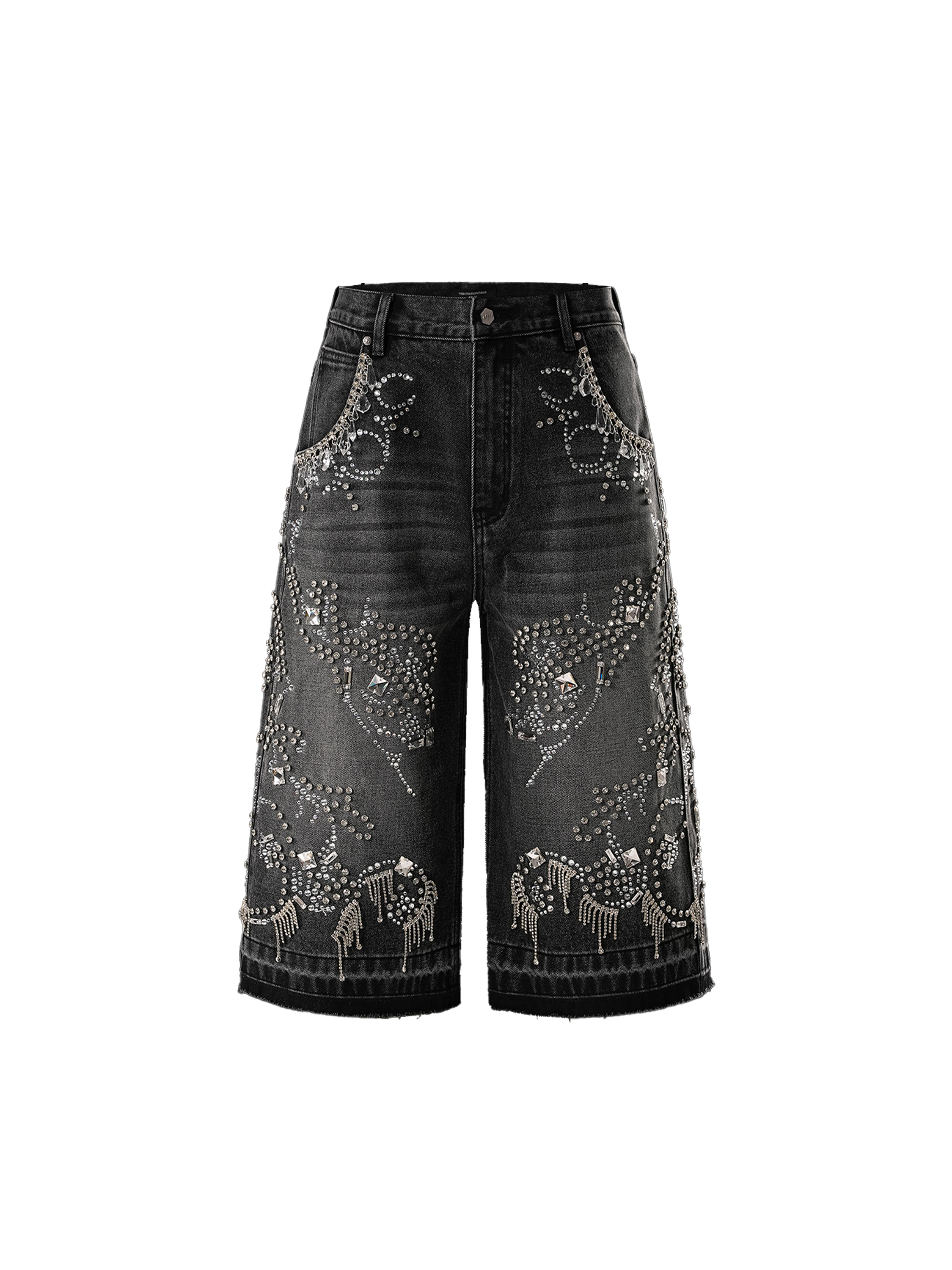 LUMINOUS DAWN RHINESTONE CROPPED JEANS