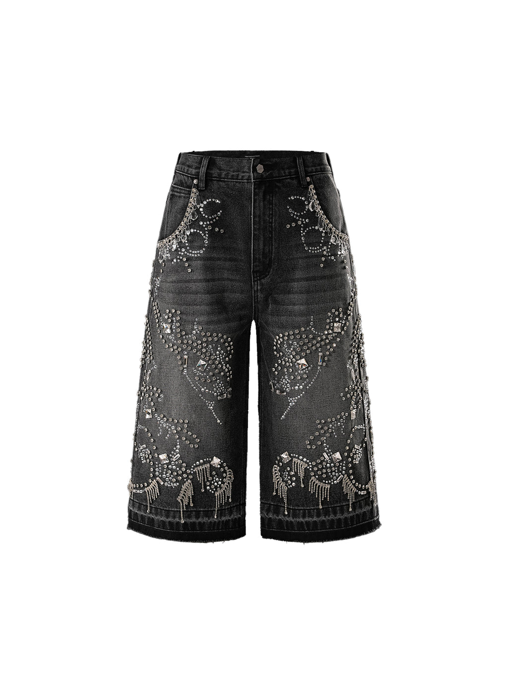 LUMINOUS DAWN RHINESTONE CROPPED JEANS