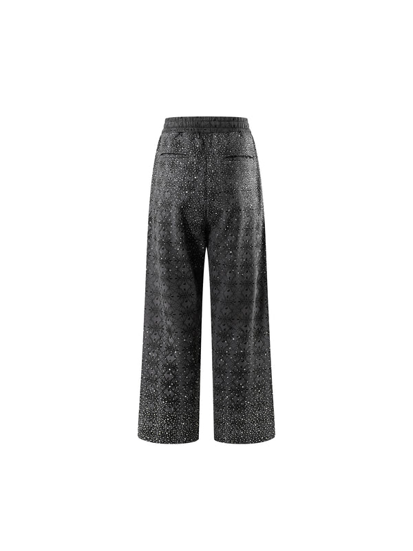 LUMINOUS DAWN DARK PATTERN RHINESTONE PANTS