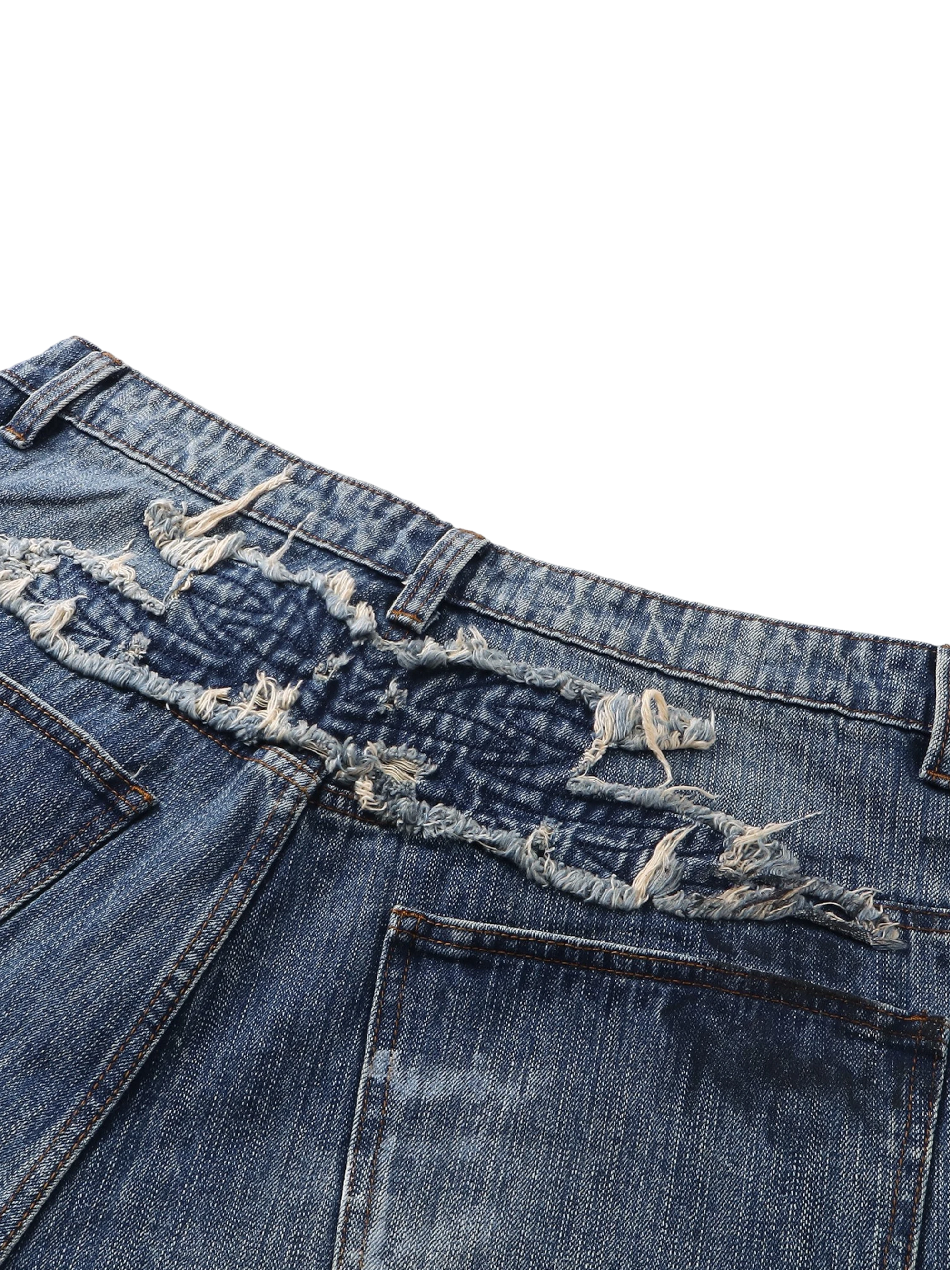 TBHNP Luminous Dawn baggy faded graffiti jeans, blue — men's distressed streetwear denim