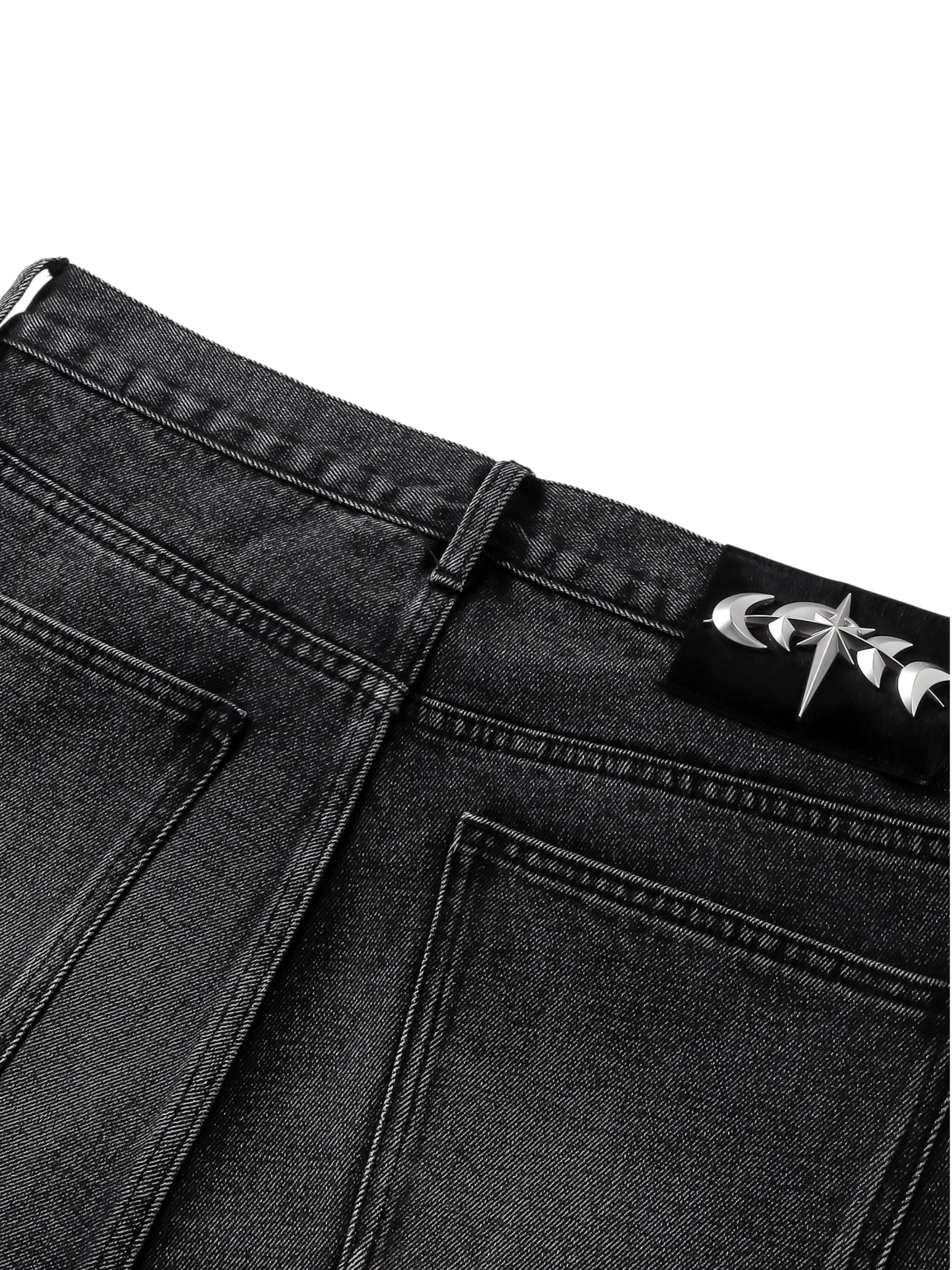 TBHNP Luminous Dawn rhinestone vine cropped wide-leg jeans — men's streetwear denim