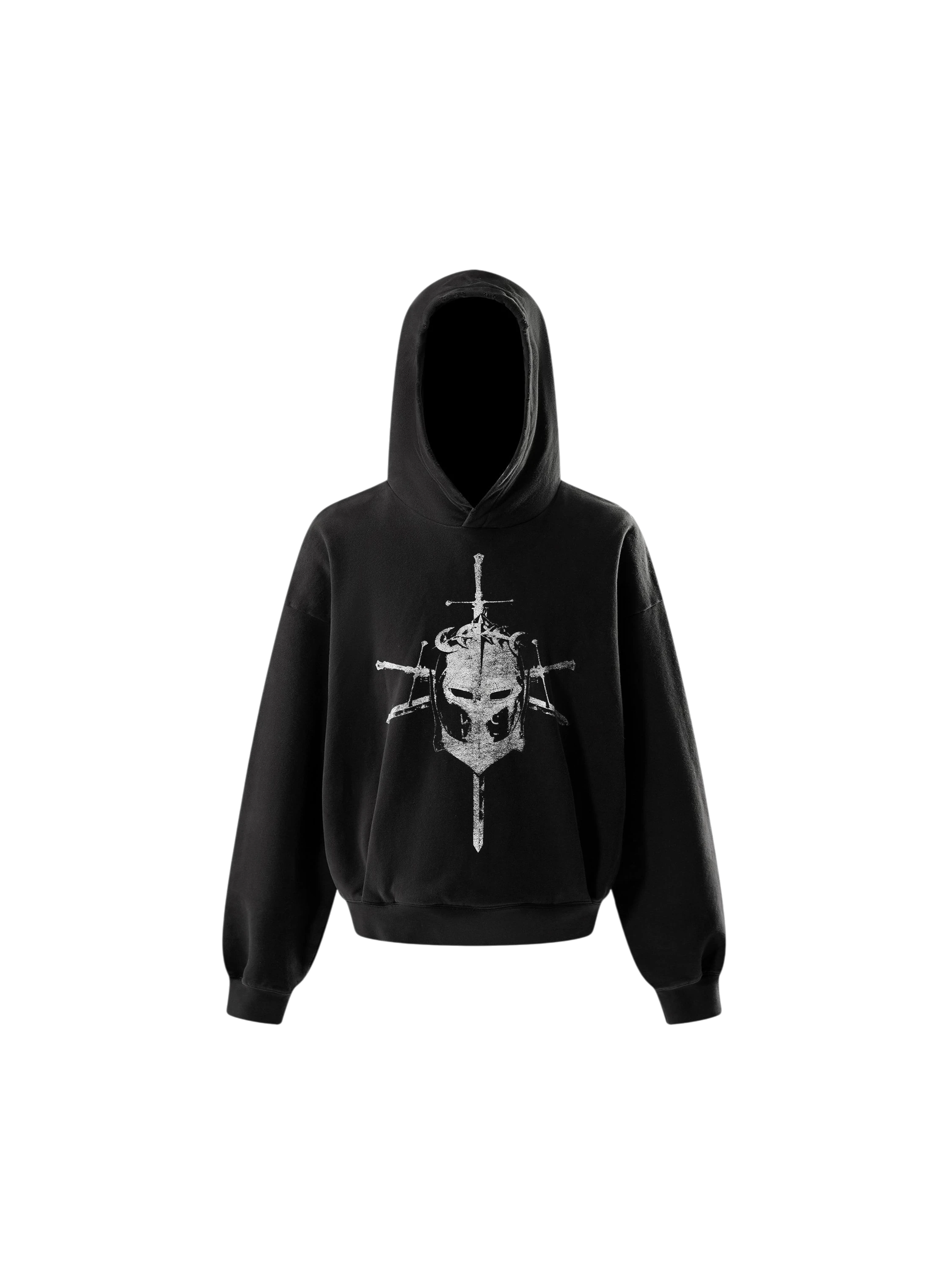 TBHNP Luminous Dawn knight and sword colour-block hoodie — men's streetwear hoodie