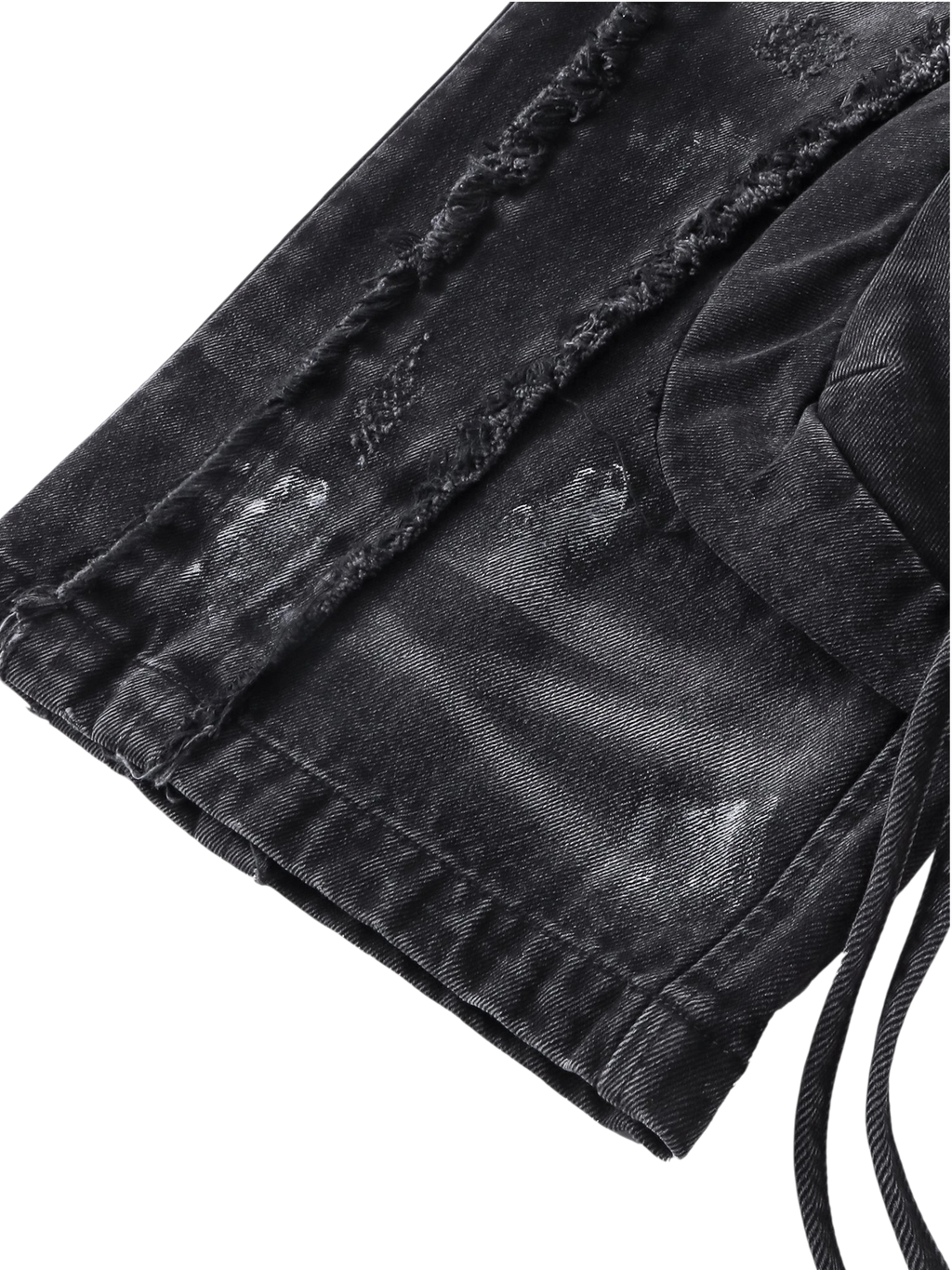 TBHNP Luminous Dawn rivet ribbon baggy jeans, black — men's streetwear denim