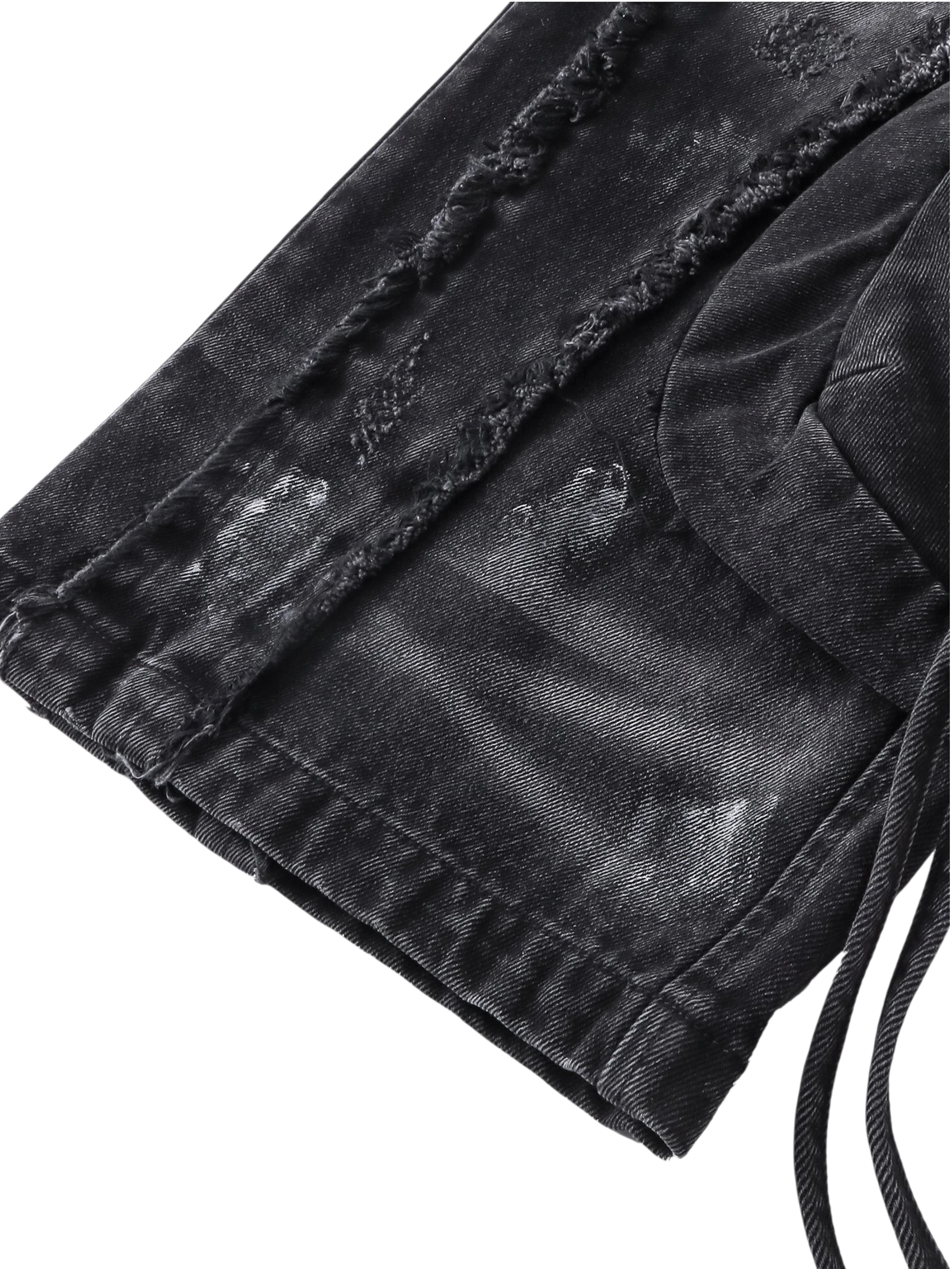 TBHNP Luminous Dawn rivet ribbon baggy jeans, black — men's streetwear denim