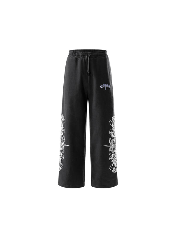 LUMINOUS DAWN ASTRAL LOGO FLOCKED PANTS