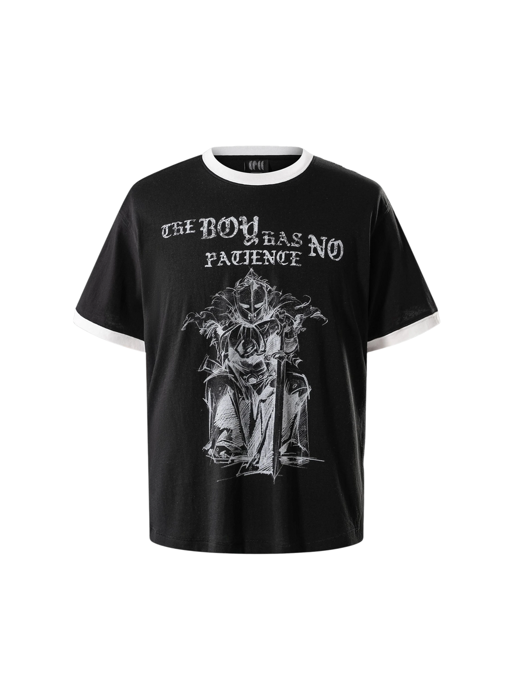 TBHNP Luminous Dawn sketch knight rhinestone ringer tee — men's streetwear graphic tee
