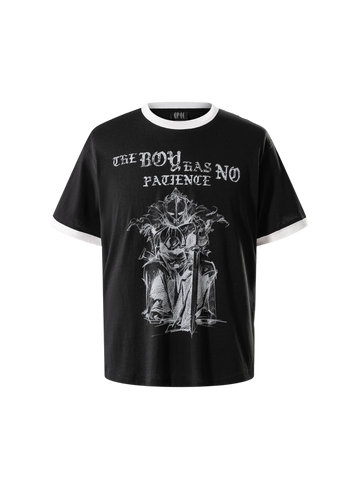 TBHNP Luminous Dawn sketch knight rhinestone ringer tee — men's streetwear graphic tee