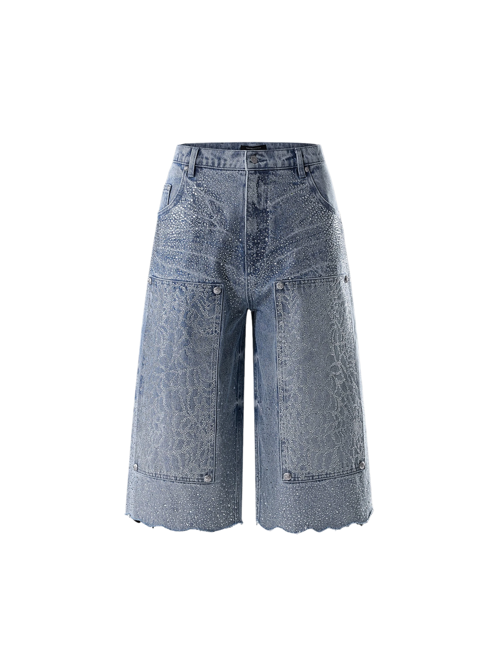 TBHNP Luminous Dawn cobweb rhinestone cropped jeans — men's streetwear denim
