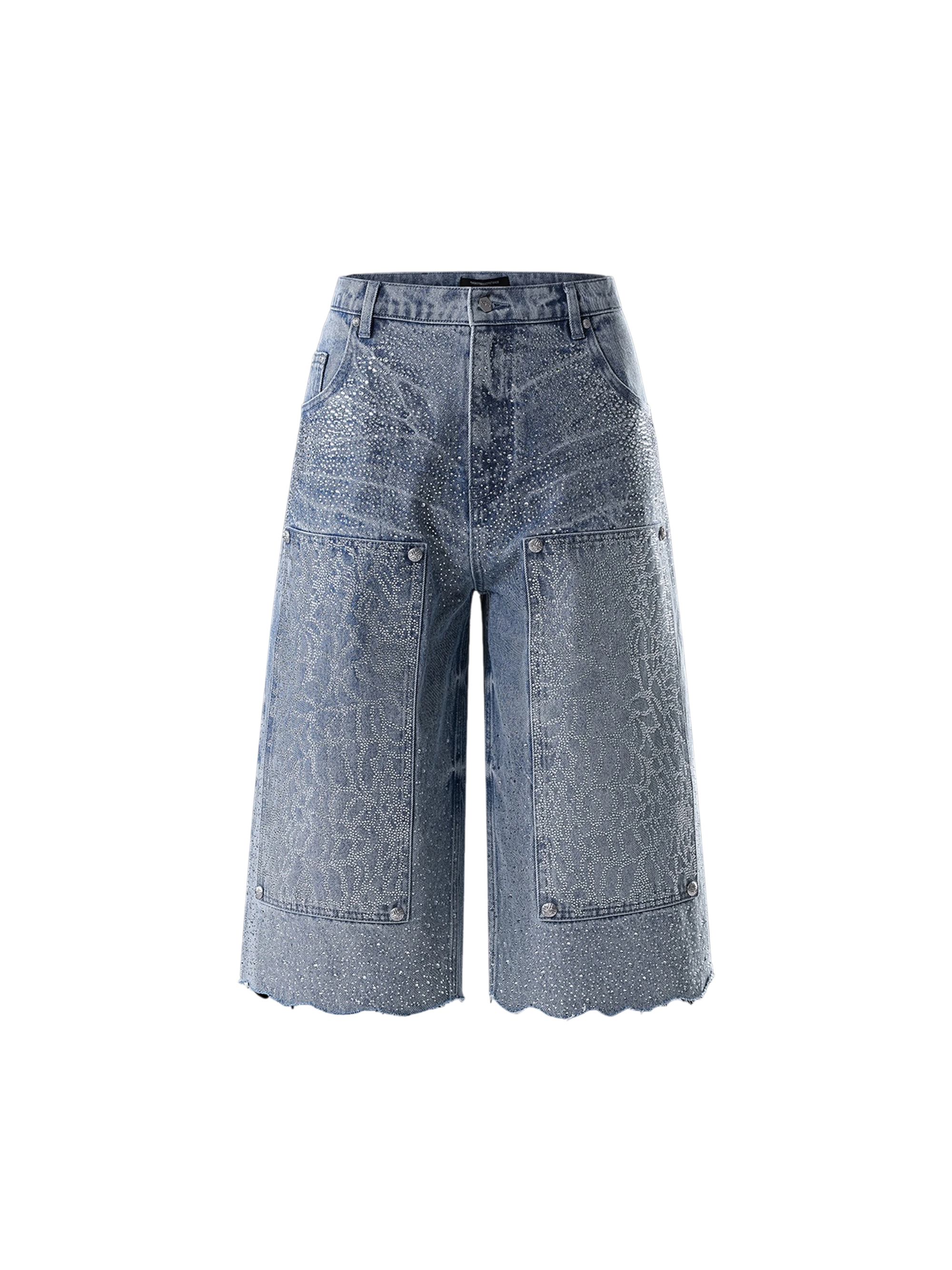 TBHNP Luminous Dawn cobweb rhinestone cropped jeans — men's streetwear denim
