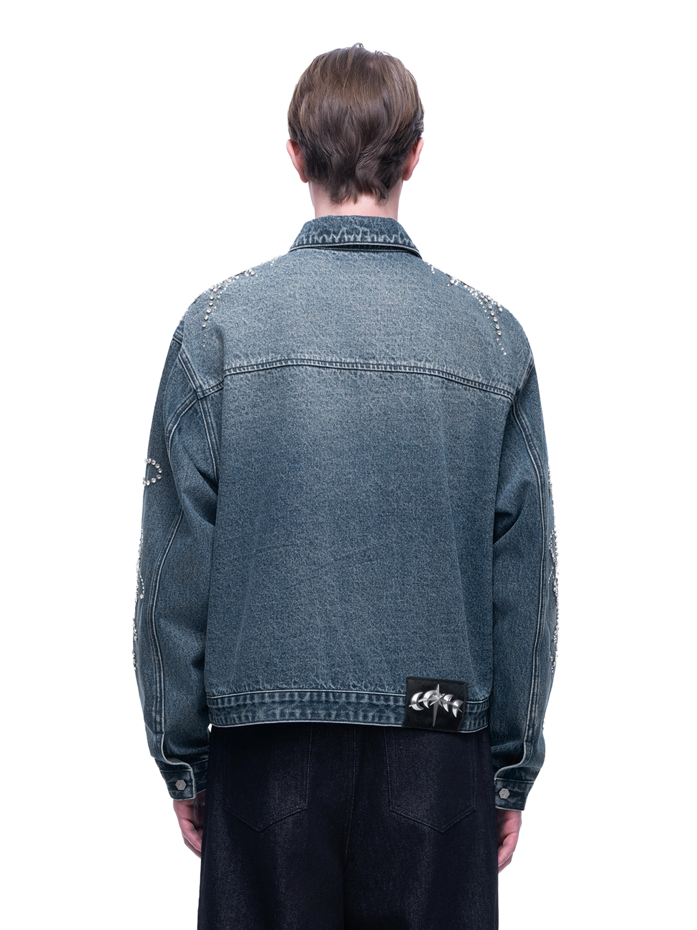 LUMINOUS DAWN RHINESTONE CROPPED DENIM JACKET