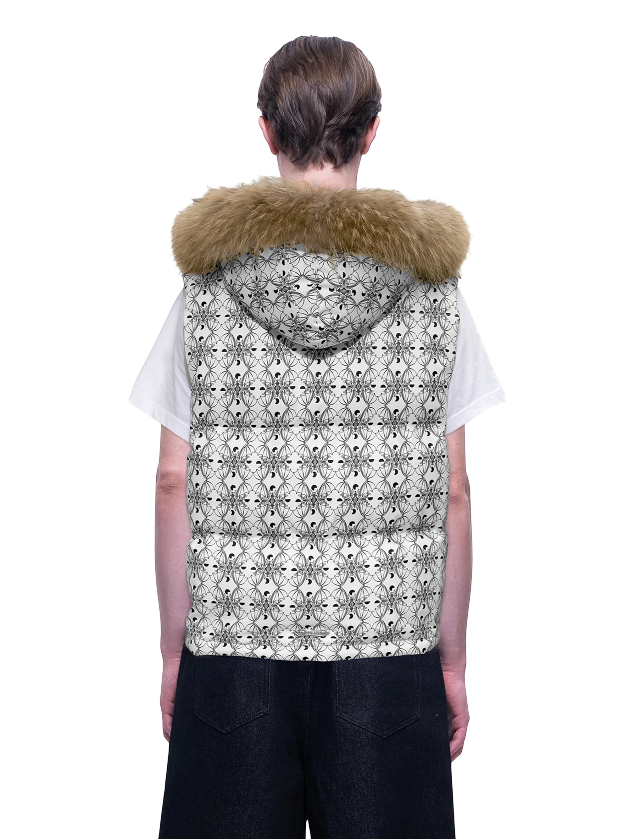 TBHNP Luminous Dawn bat pattern down puffer vest — men's streetwear gilet