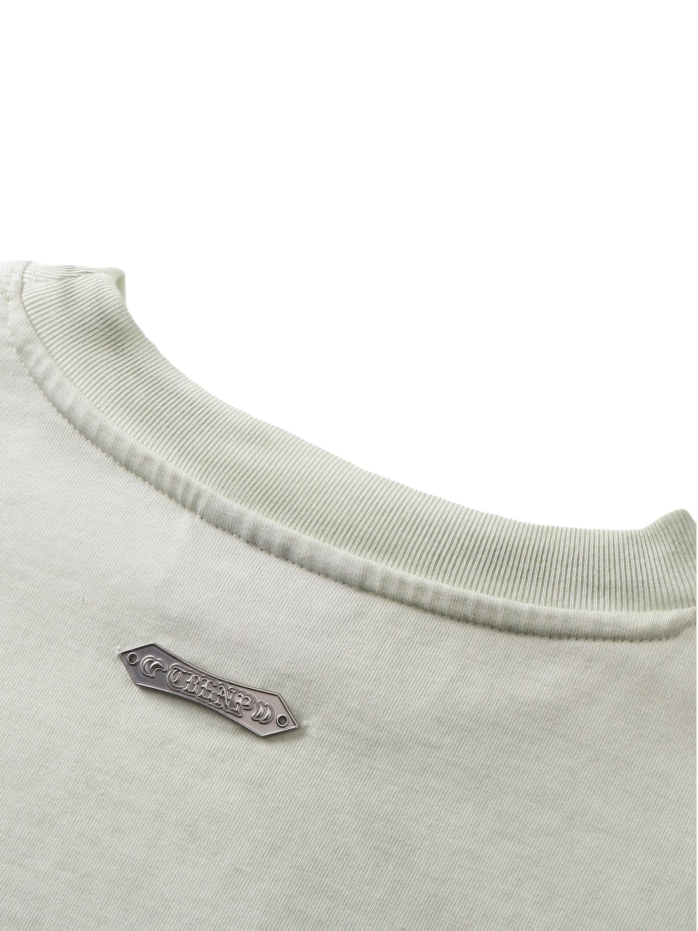 TBHNP Luminous Dawn knight badge washed t-shirt, white — men's streetwear graphic tee