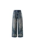 LUMINOUS DAWN RHINESTONE PAISLEY WIDE-LEG JEANS