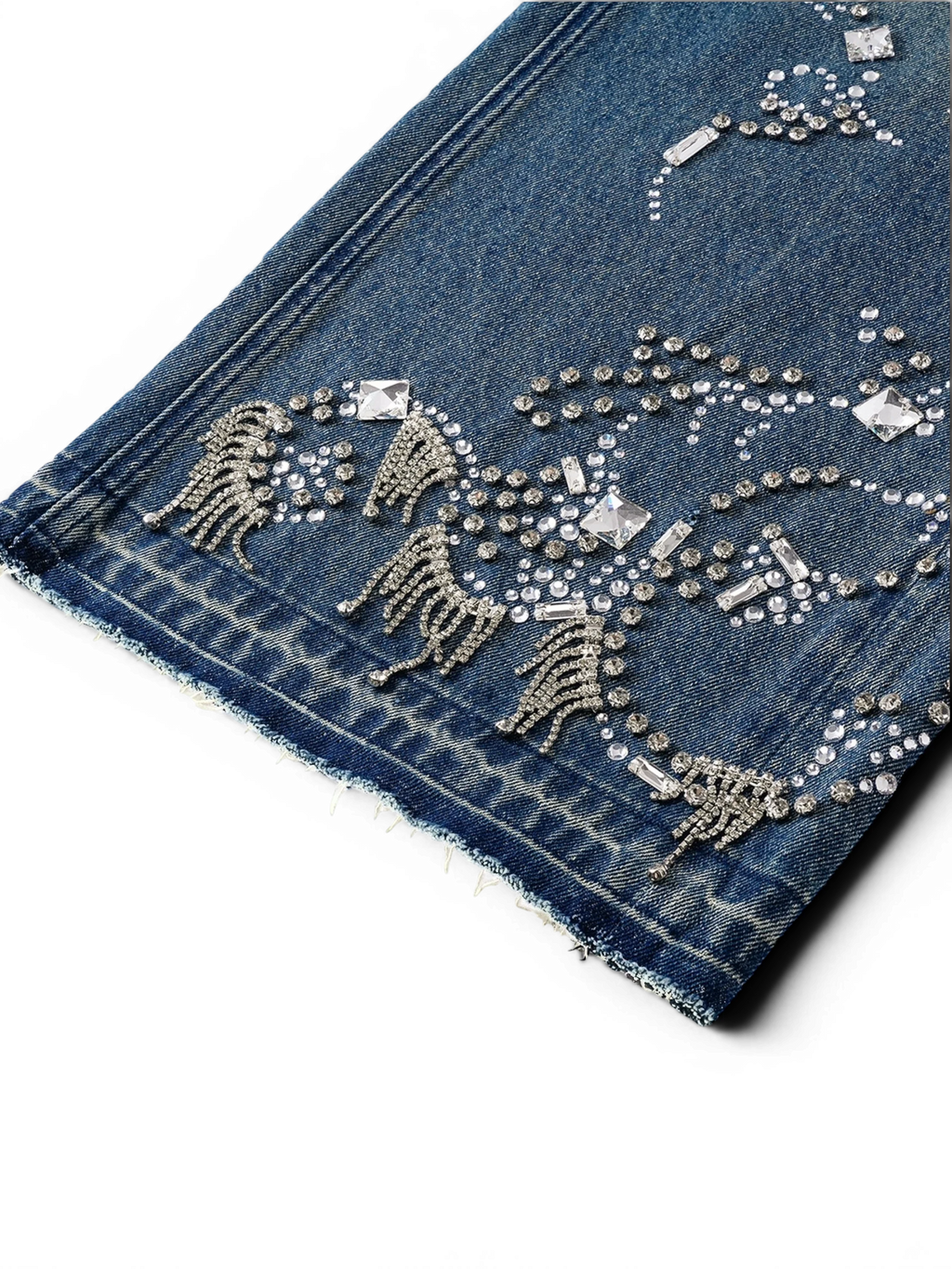 LUMINOUS DAWN RHINESTONE PAISLEY WIDE-LEG JEANS
