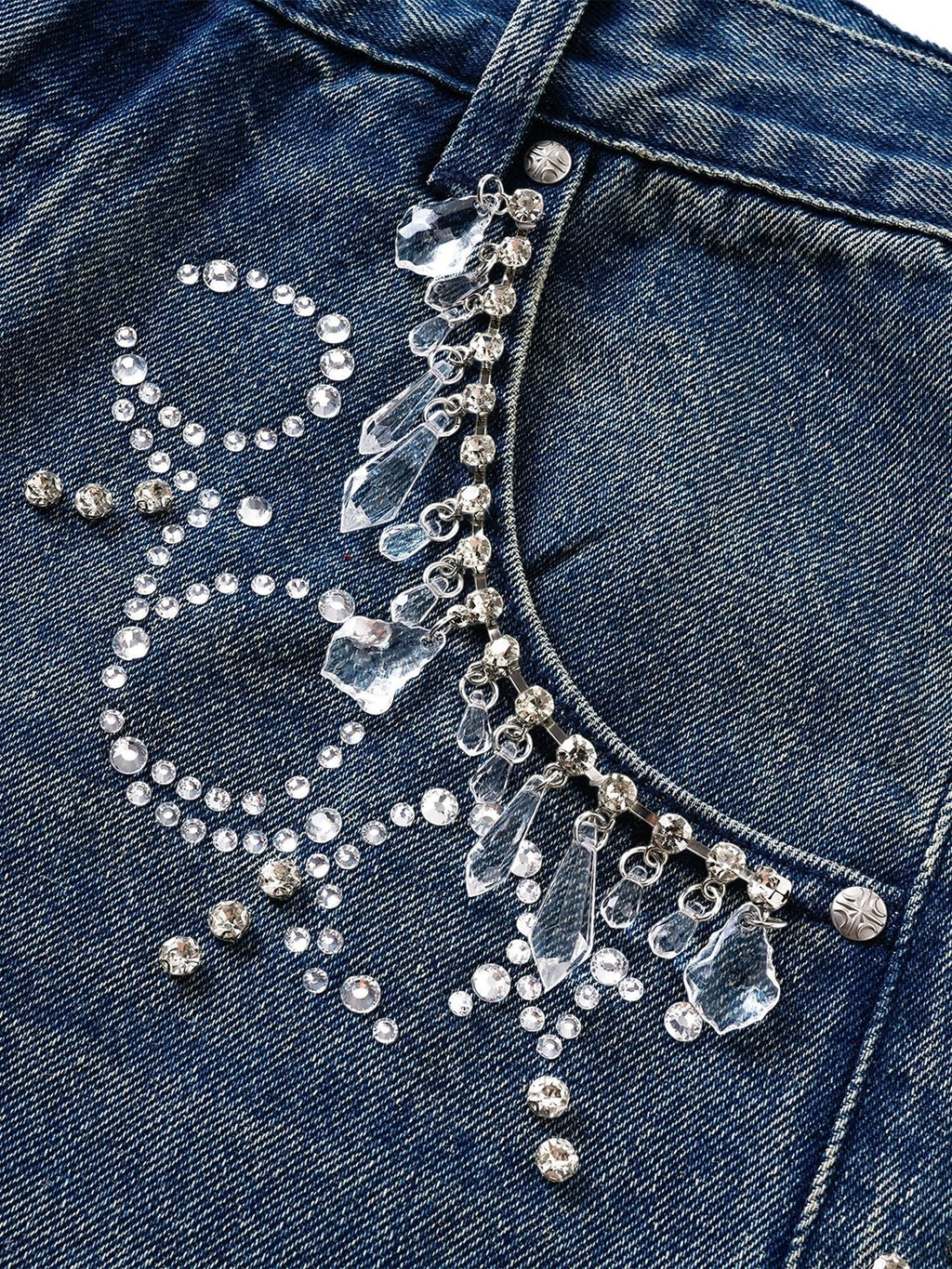 LUMINOUS DAWN RHINESTONE PAISLEY WIDE-LEG JEANS