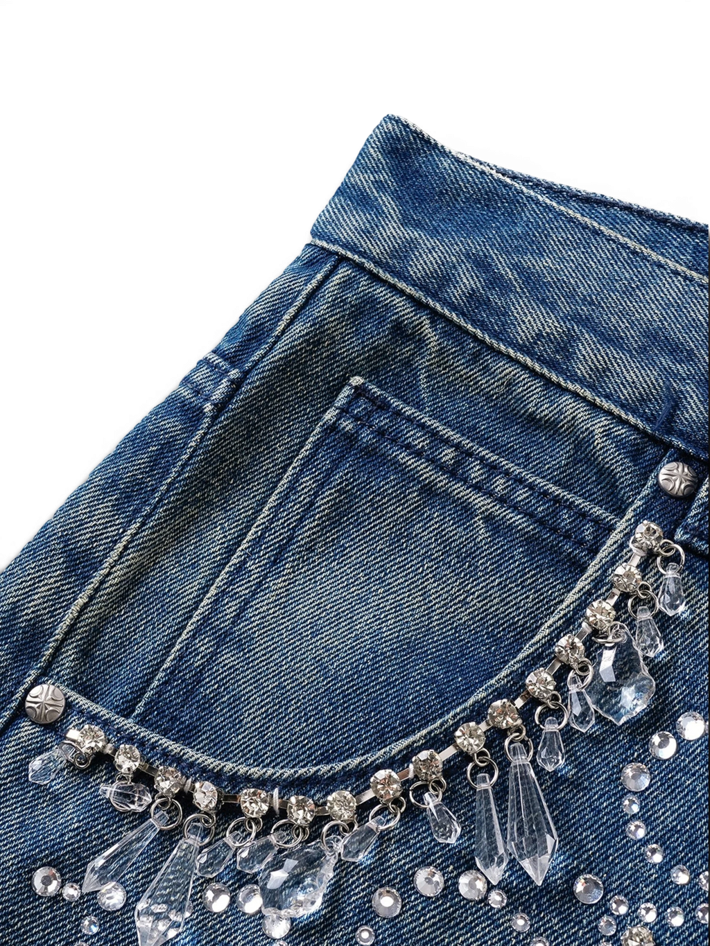 LUMINOUS DAWN RHINESTONE PAISLEY WIDE-LEG JEANS