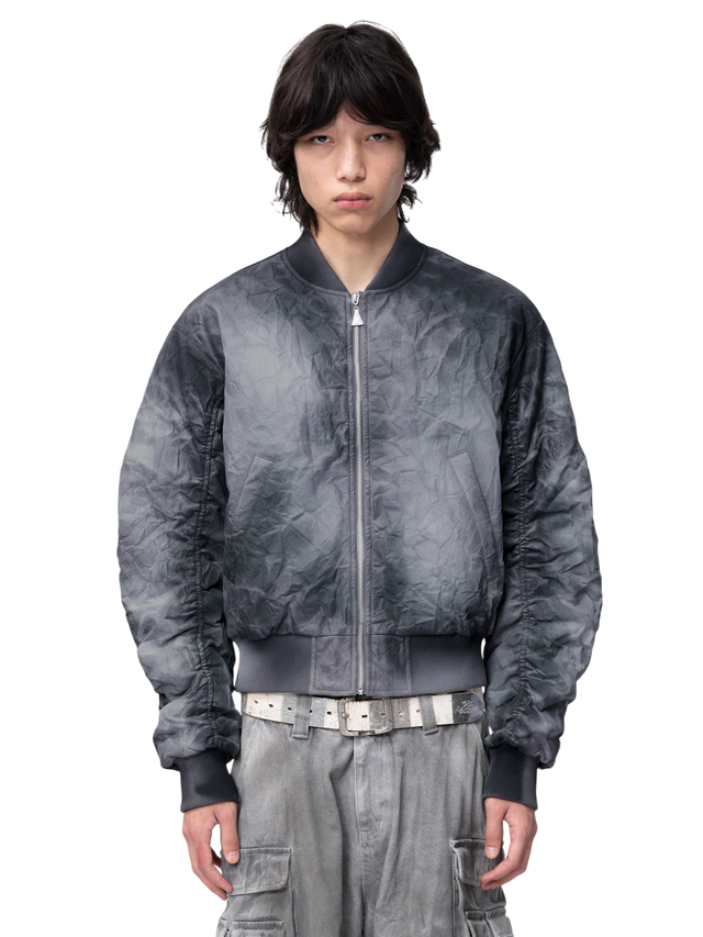 WRINKLED SPRAY-PAINTED MA-1 BOMBER JACKET