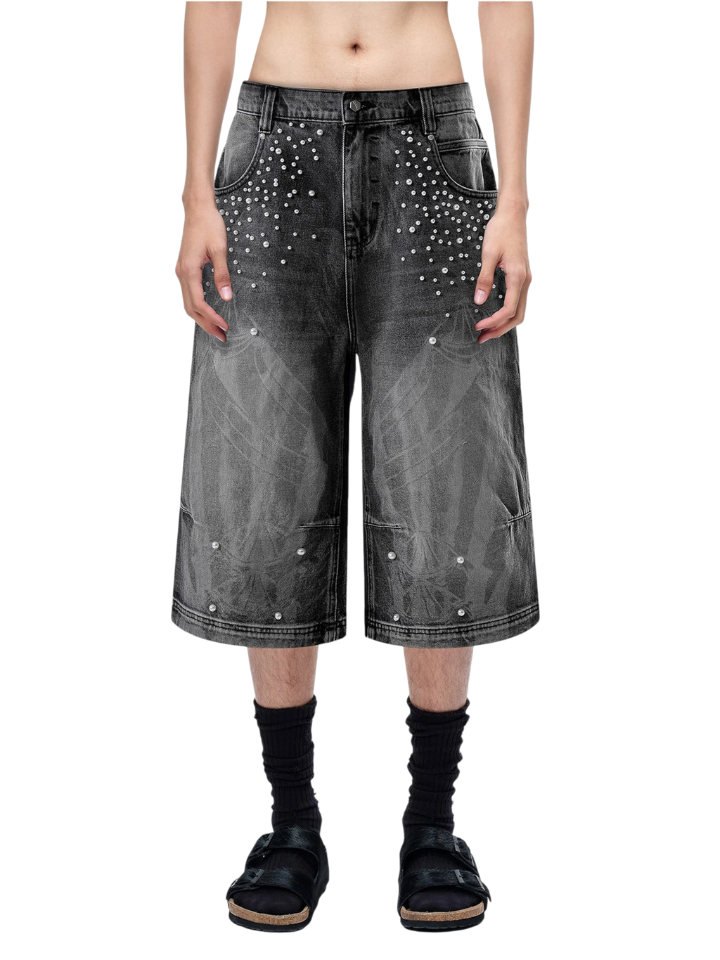 TBHNP Luminous Dawn pearl armor cropped wide-leg jeans — men's streetwear denim