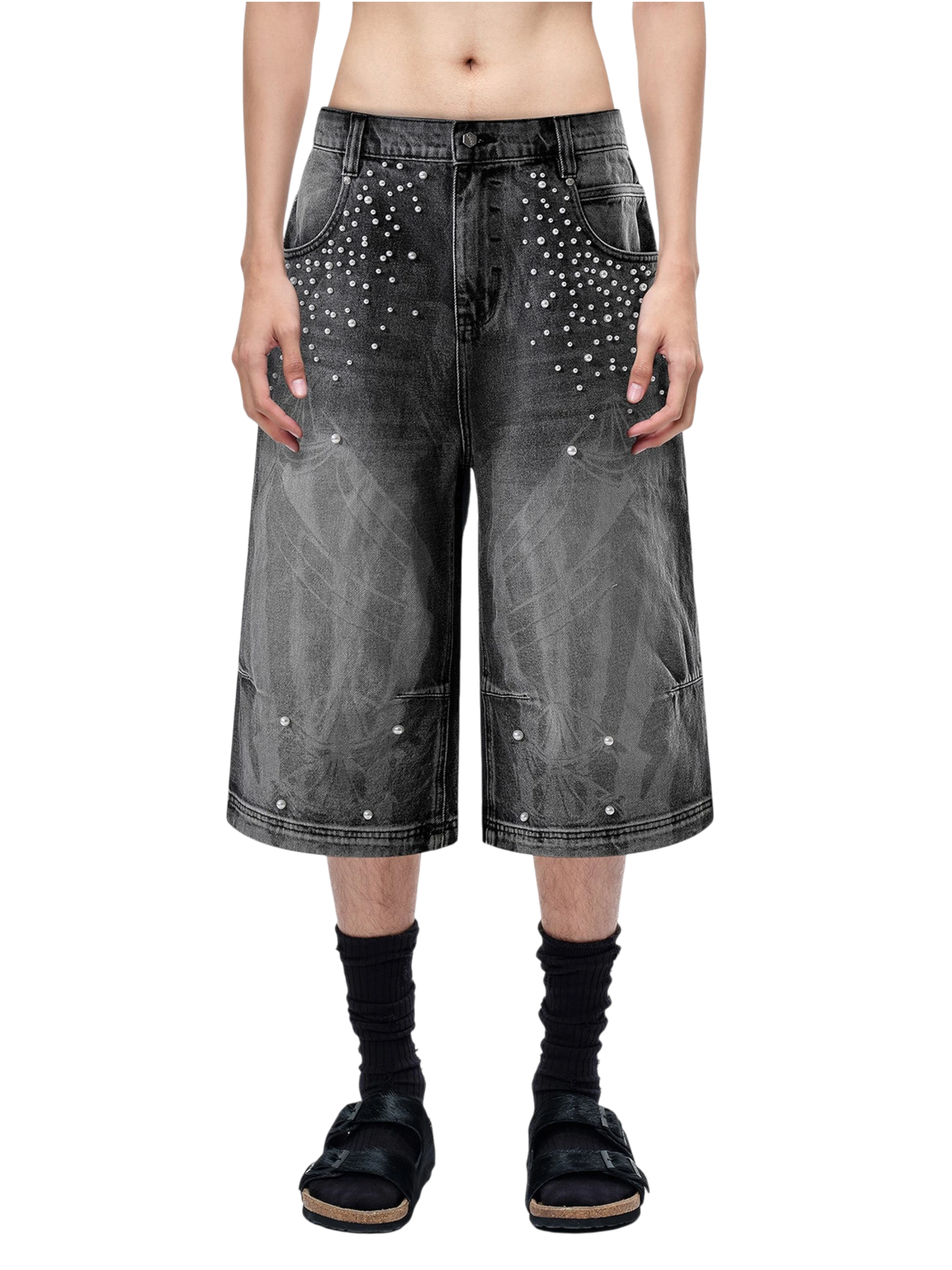 TBHNP Luminous Dawn pearl armor cropped wide-leg jeans — men's streetwear denim