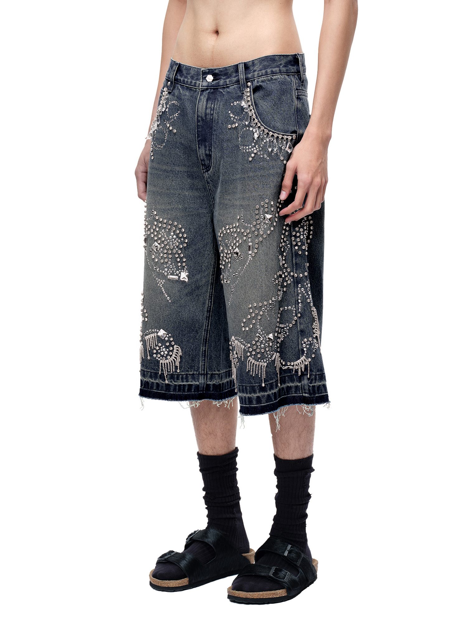 LUMINOUS DAWN RHINESTONE CROPPED JEANS