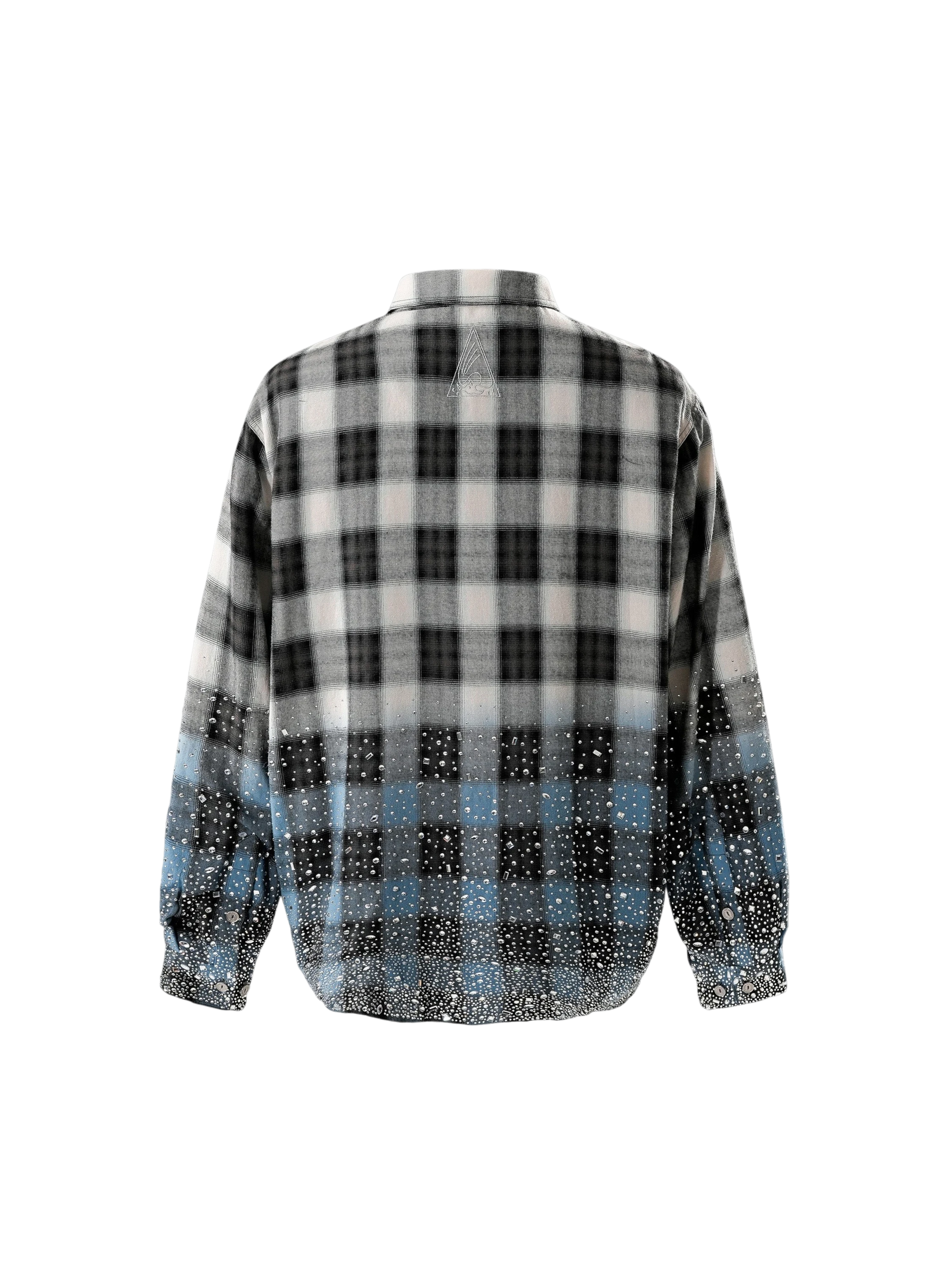 TBHNP Disciple Double Saint rhinestone plaid flannel shirt — men's gothic streetwear button-up