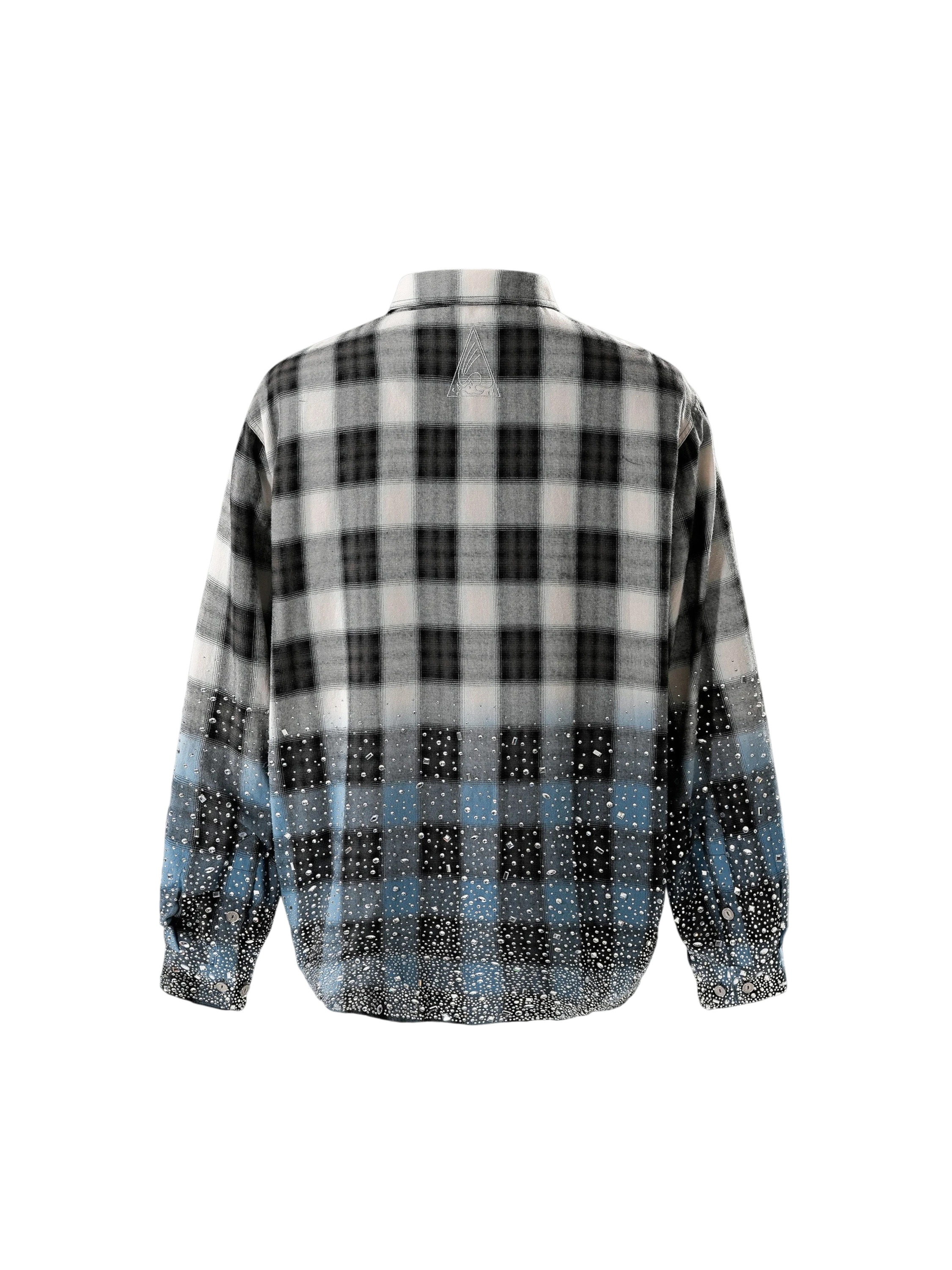 TBHNP Disciple Double Saint rhinestone plaid flannel shirt — men's gothic streetwear button-up