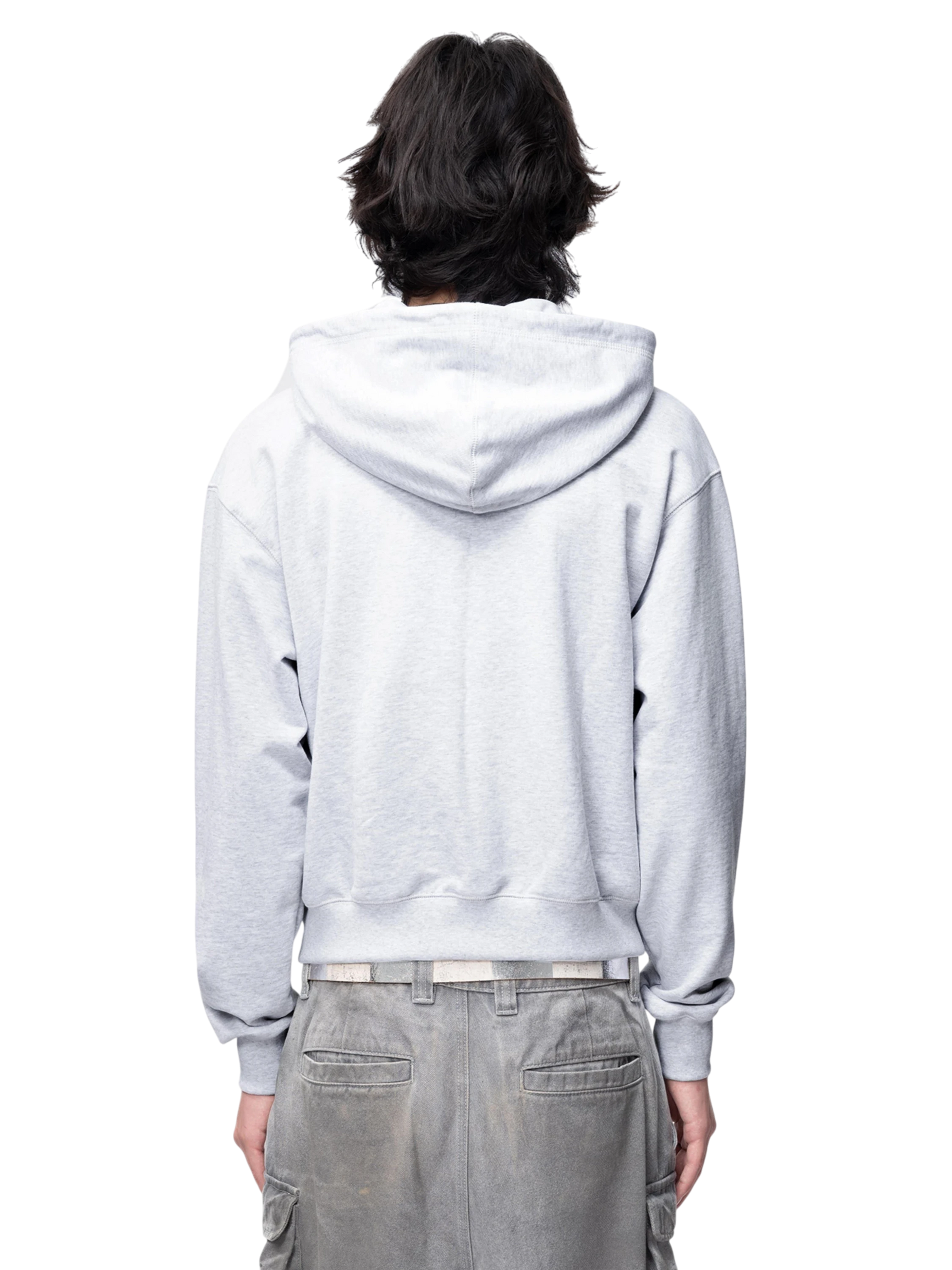 TBHNP Disciple graphic flocked zip-up hoodie, grey — men's streetwear hoodie