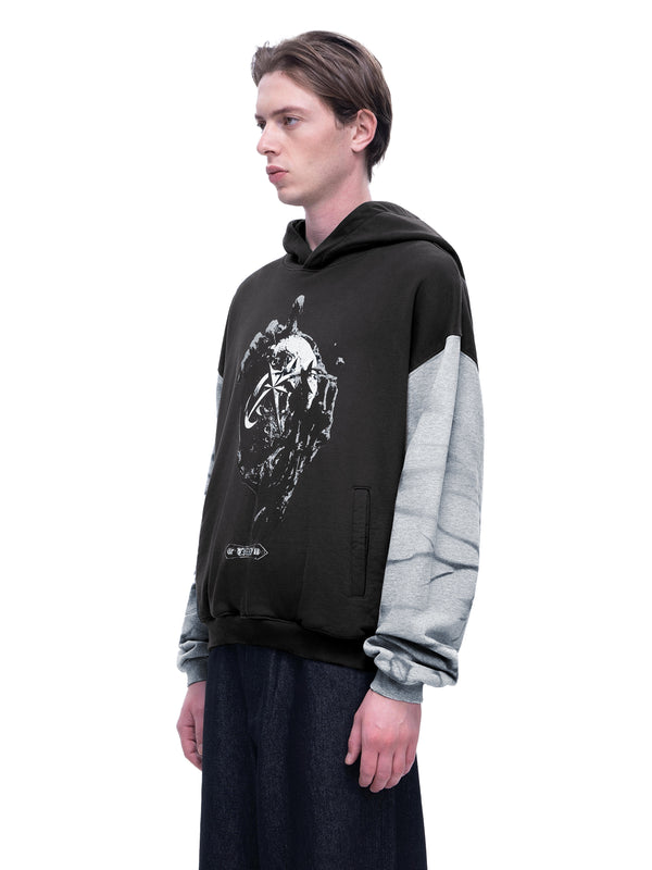LUMINOUS DAWN WASHED PRINTED DESTROYED HOODIE