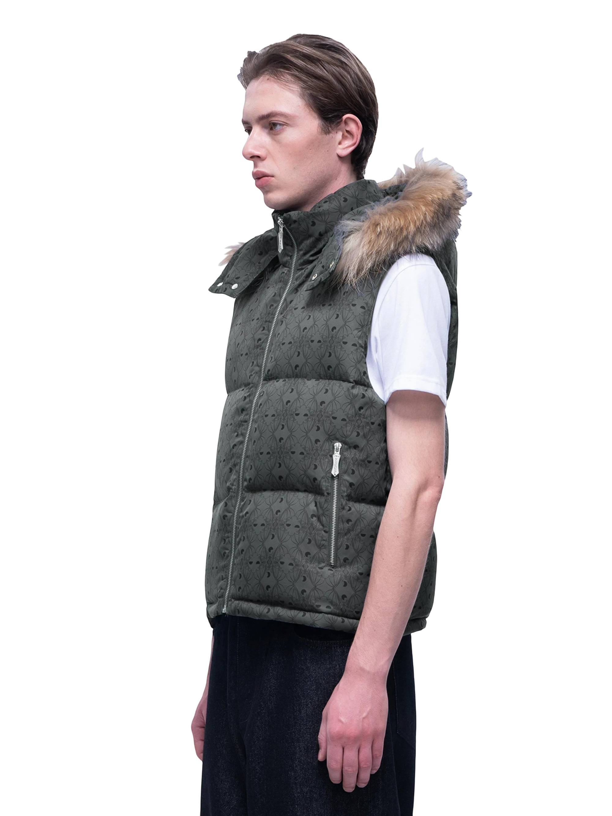 TBHNP Luminous Dawn bat pattern down puffer vest — men's streetwear gilet
