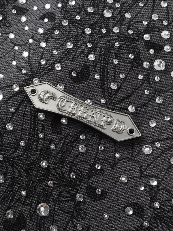 LUMINOUS DAWN DARK PATTERN RHINESTONE PANTS