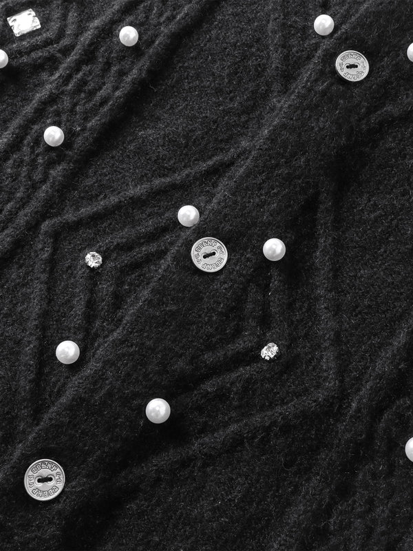 LUMINOUS DAWN RHINESTONE COLLARED CARDIGAN