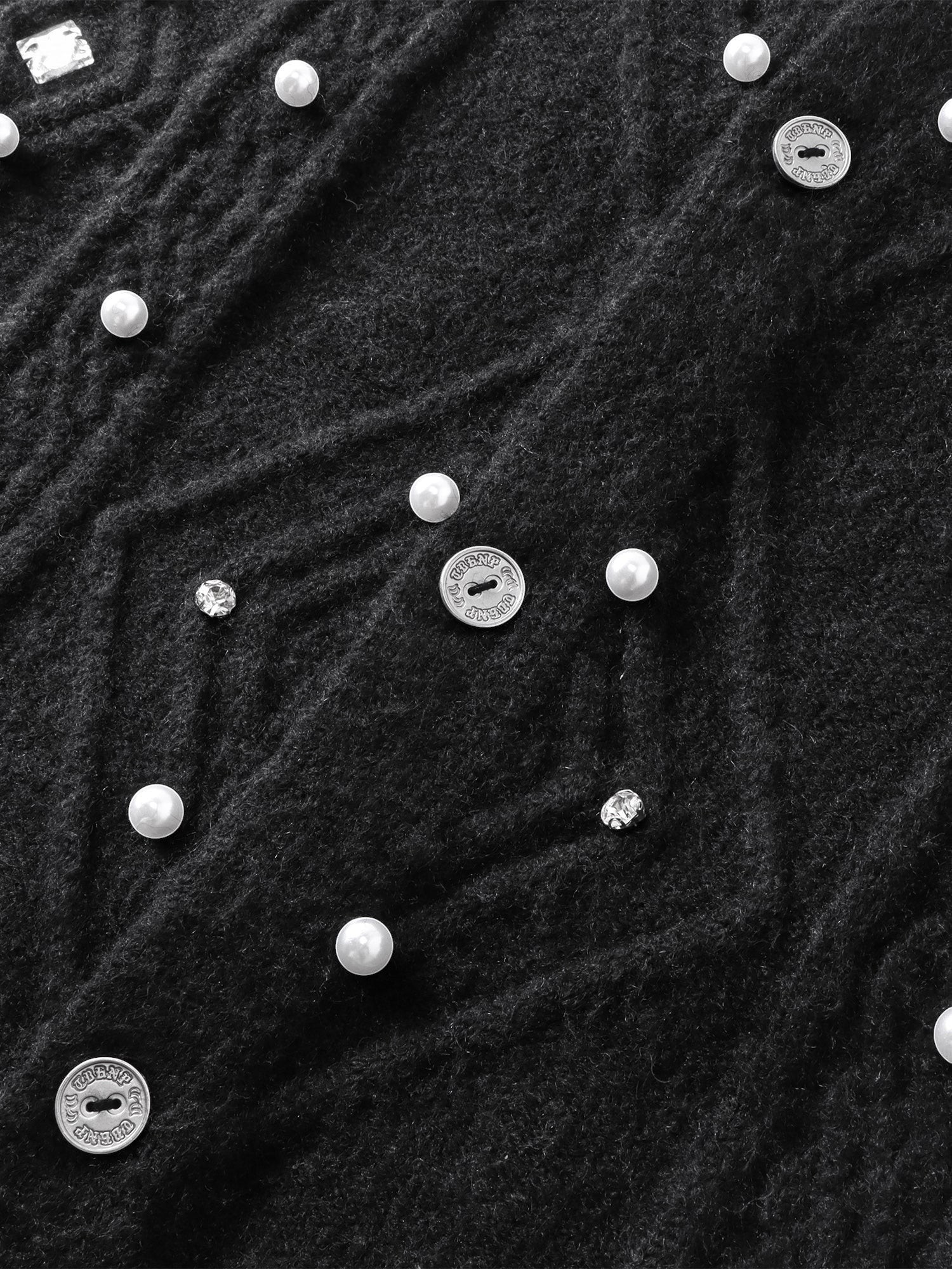 LUMINOUS DAWN RHINESTONE COLLARED KNIT CARDIGAN