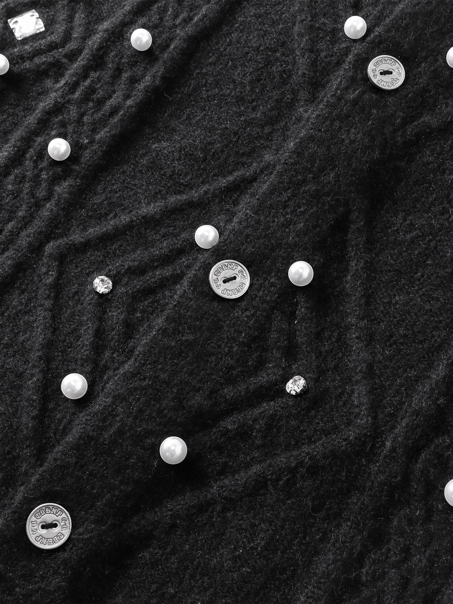TBHNP Luminous Dawn rhinestone cable-knit cardigan, black — men's streetwear knitwear