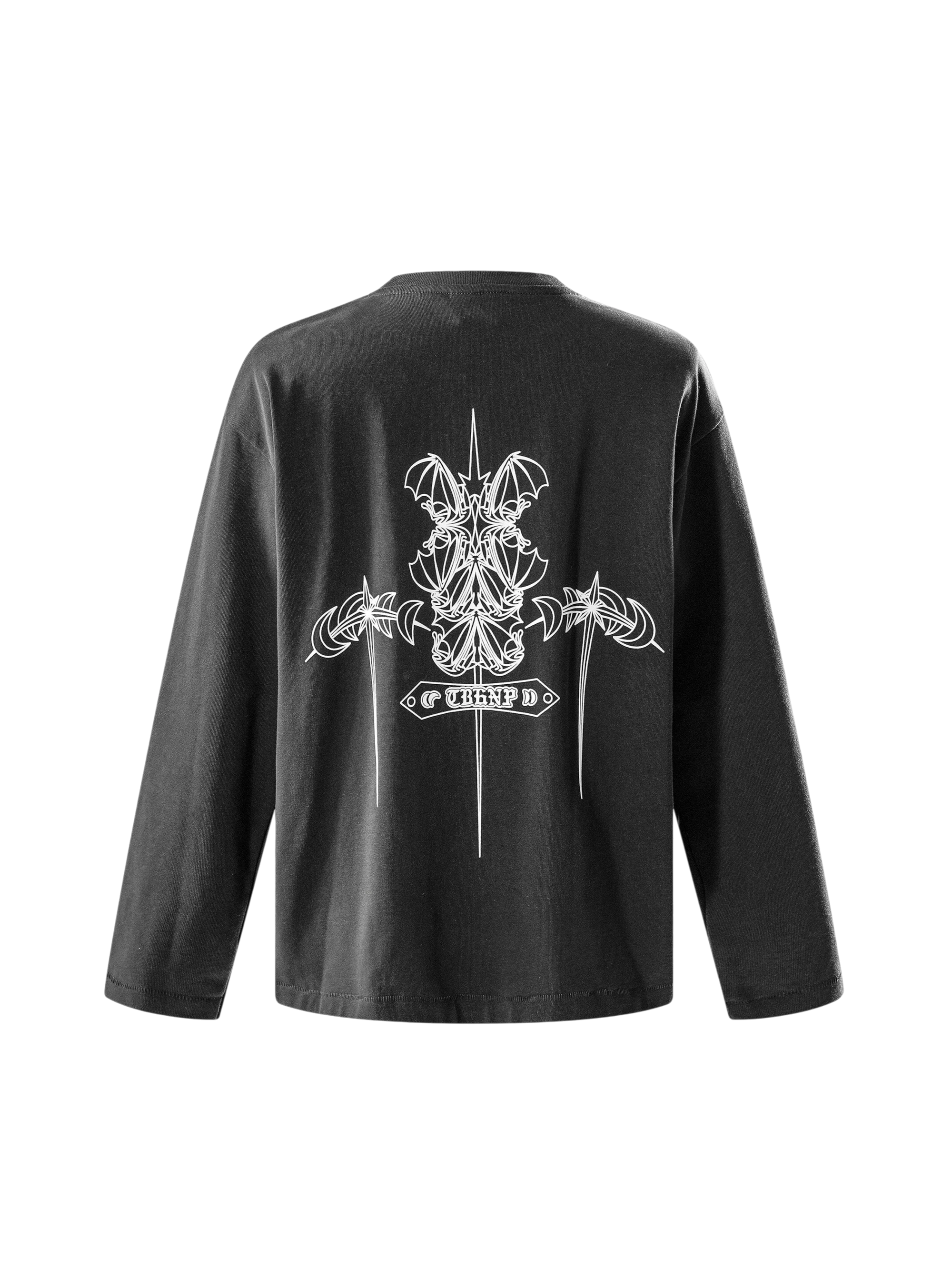 TBHNP Luminous Dawn flocked logo long-sleeve tee — men's streetwear graphic tee