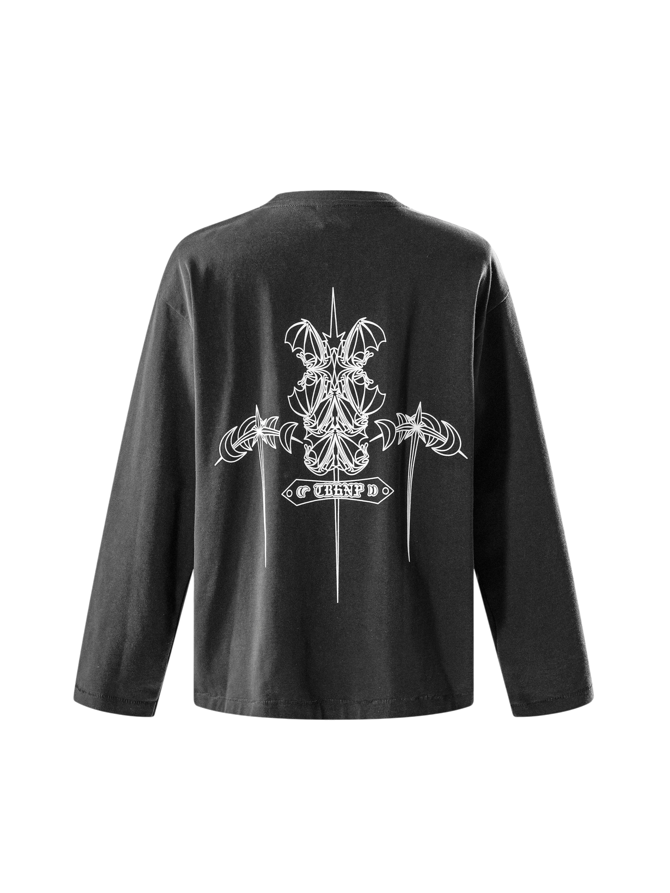 TBHNP Luminous Dawn flocked logo long-sleeve tee — men's streetwear graphic tee