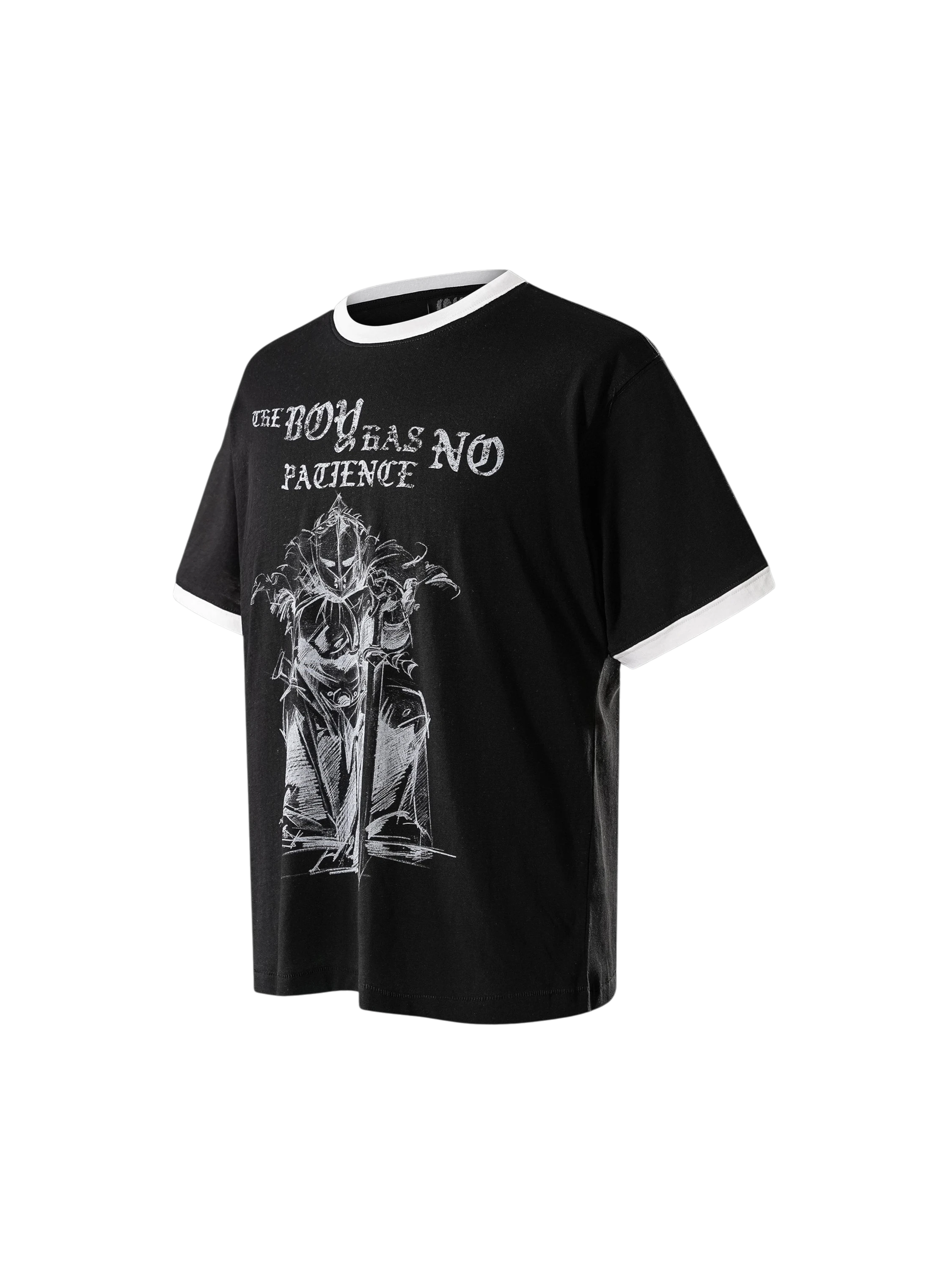 TBHNP Luminous Dawn sketch knight rhinestone ringer tee — men's streetwear graphic tee