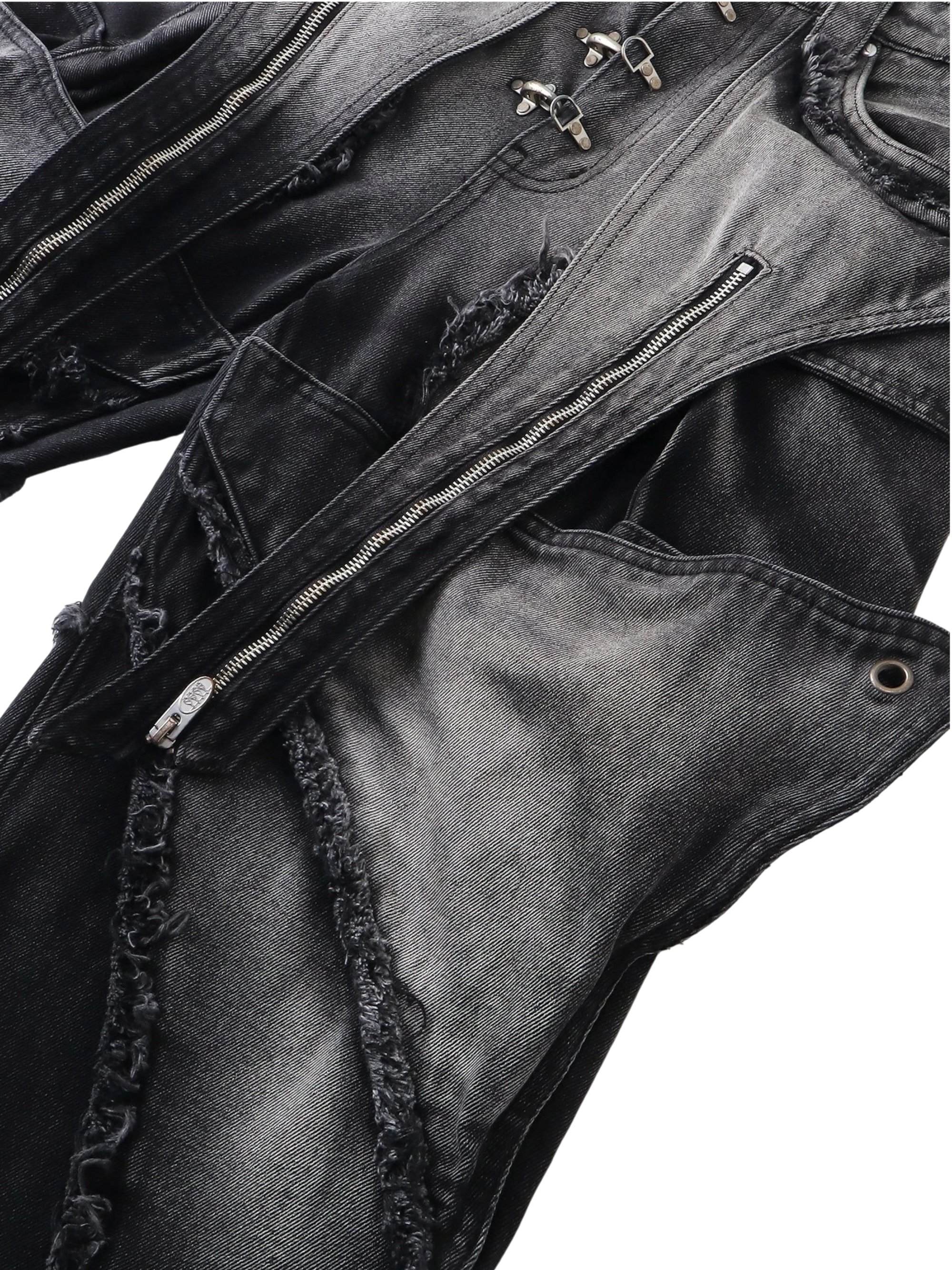 TBHNP Luminous Dawn sculpted bat flare jeans, black — men's streetwear denim