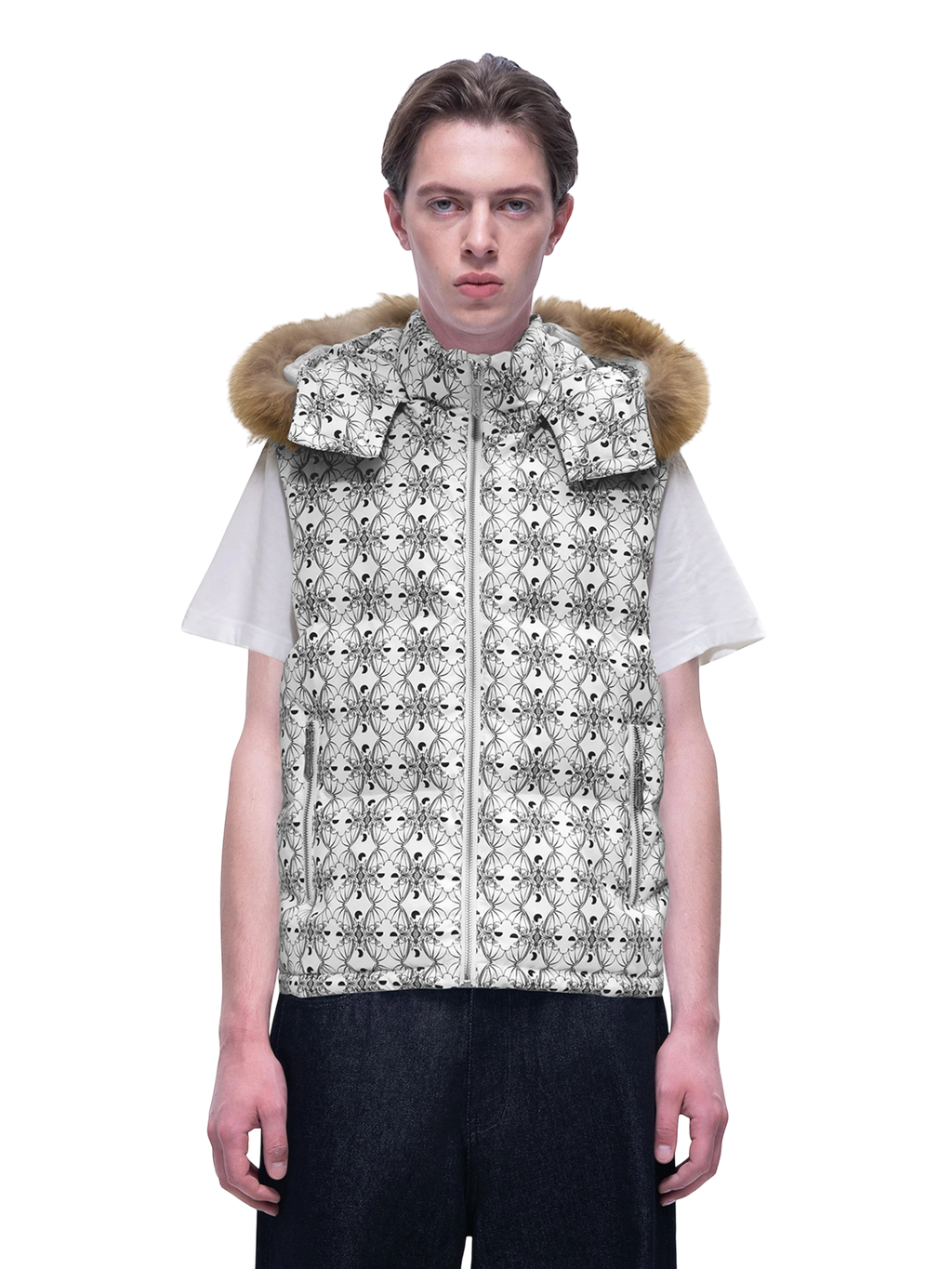 LUMINOUS DAWN BAT PATTERN DOWN PUFFER VEST