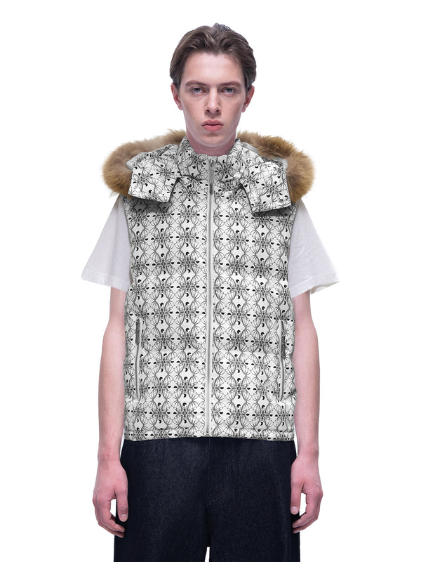 LUMINOUS DAWN BAT PATTERN DOWN VEST