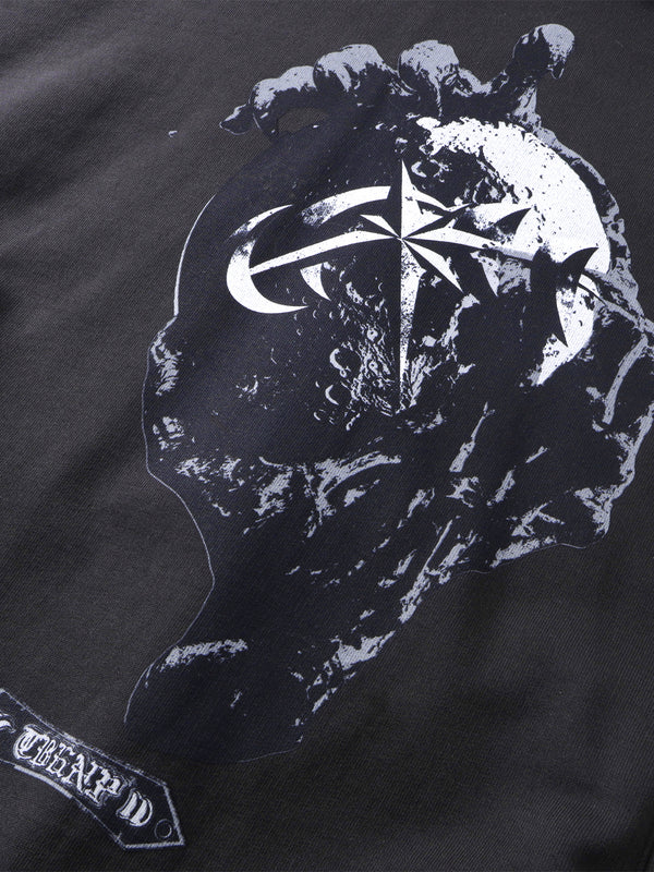 LUMINOUS DAWN WASHED PRINTED DESTROYED HOODIE