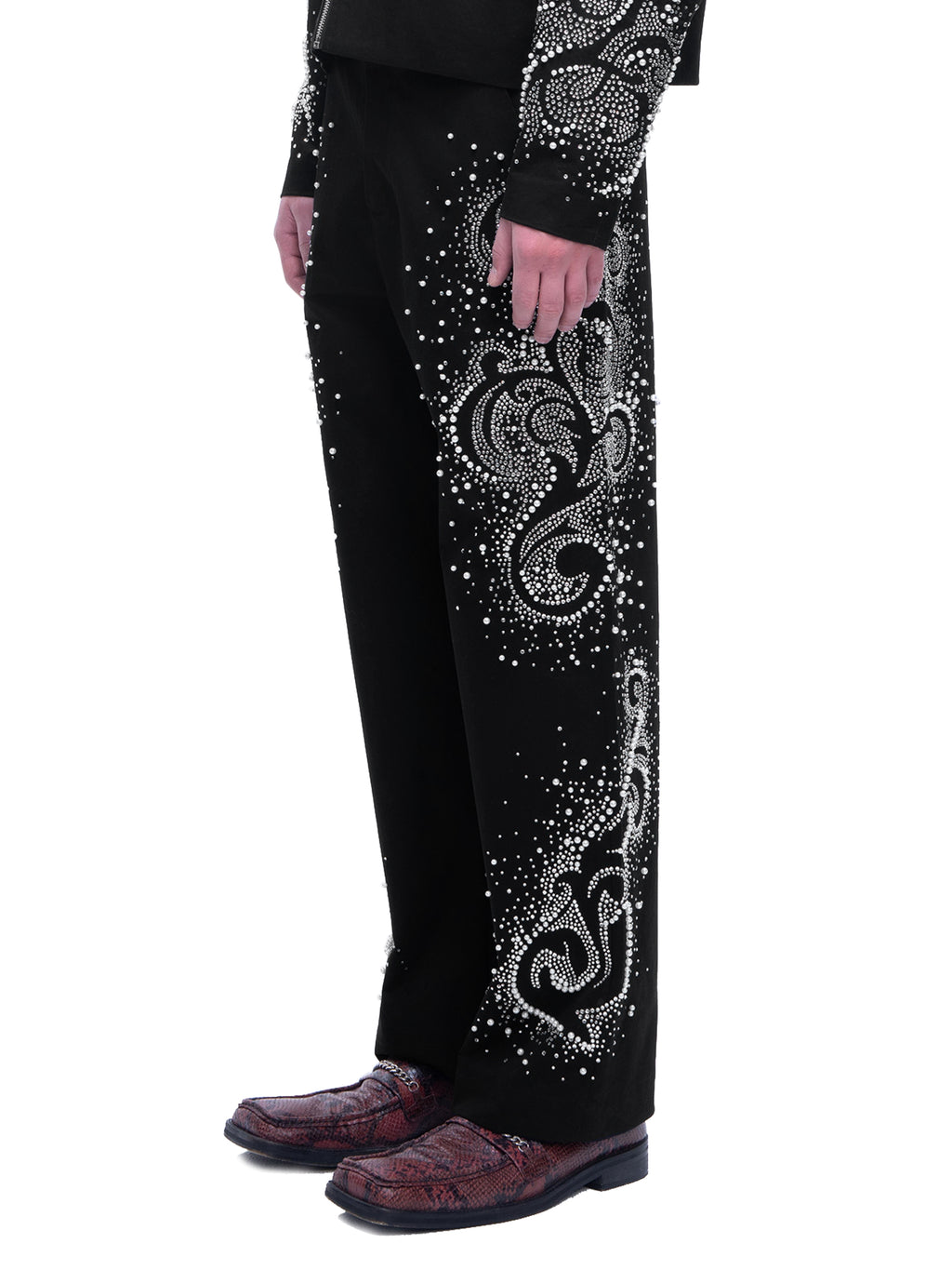 LUMINOUS DAWN PEARL RHINESTONE DRESS PANTS