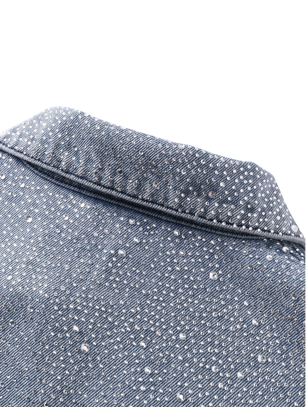 LUMINOUS DAWN RHINESTONE PEARL DENIM TRUCKER JACKET