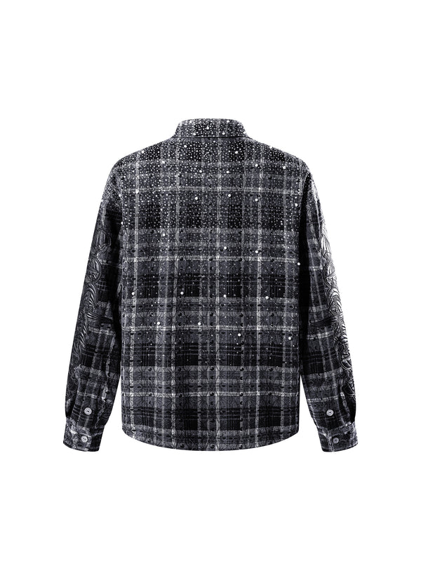 LUMINOUS DAWN RHINESTONE PEARL BAT PATTERN L-S SHIRT