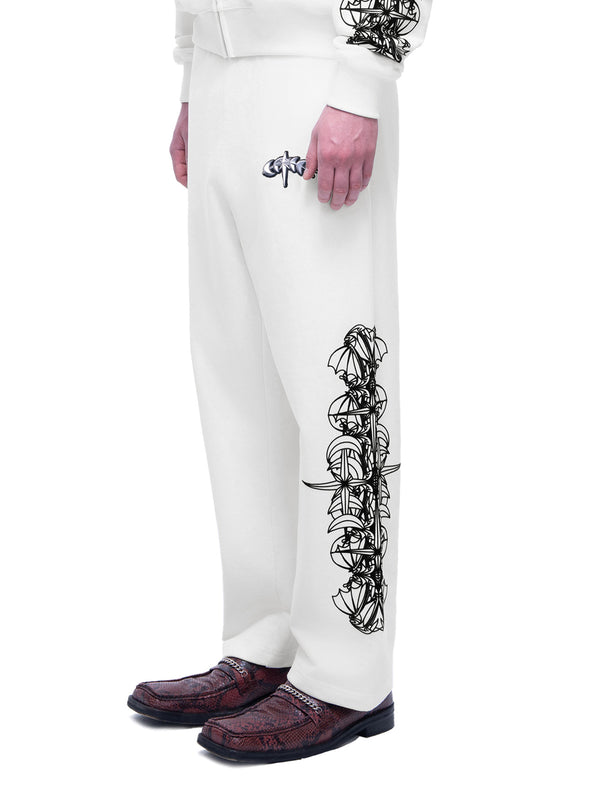 LUMINOUS DAWN ASTRAL LOGO FLOCKED PANTS