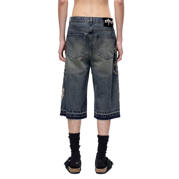LUMINOUS DAWN RHINESTONE CROPPED JEANS