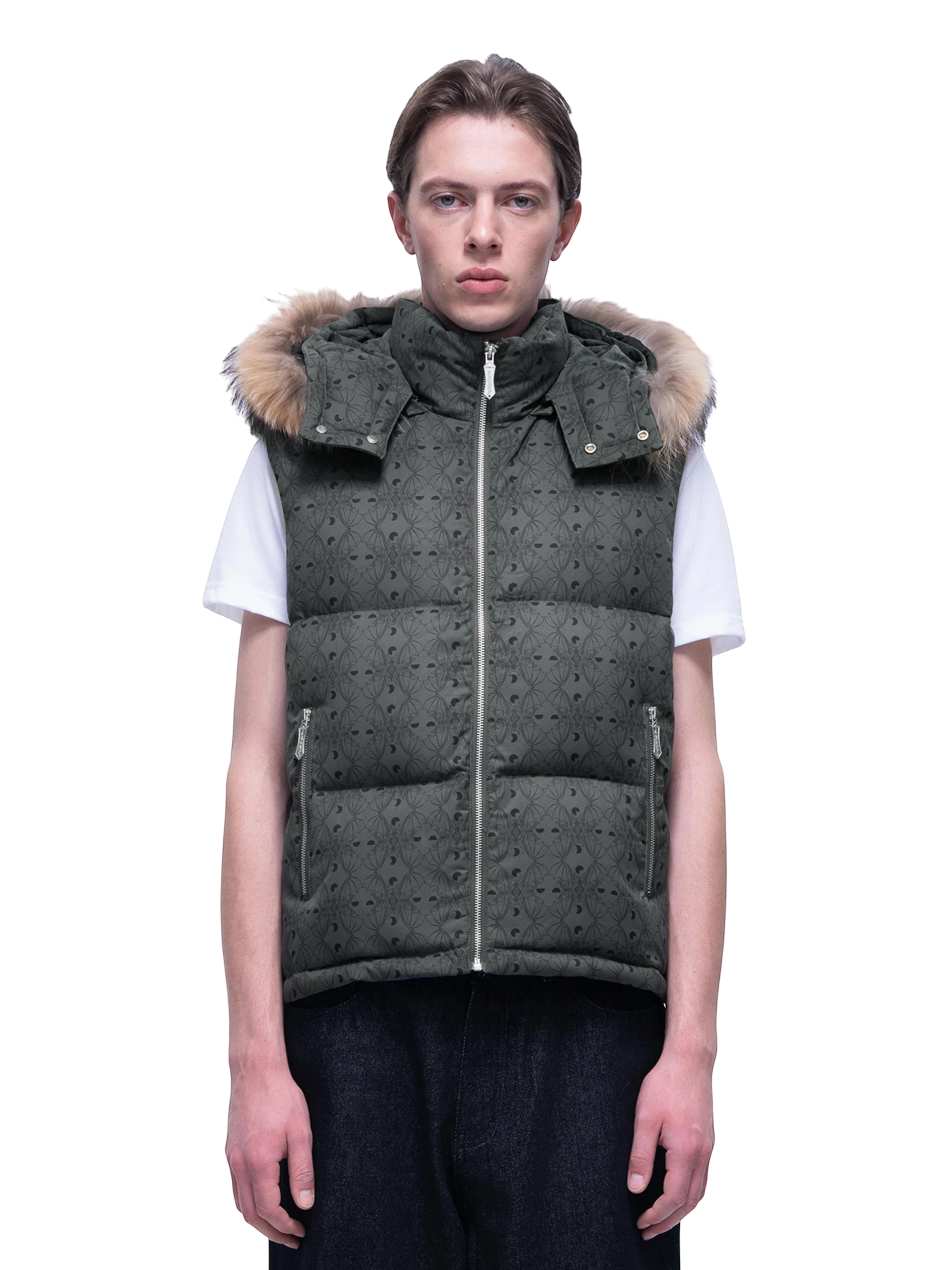 TBHNP Luminous Dawn bat pattern down puffer vest — men's streetwear gilet
