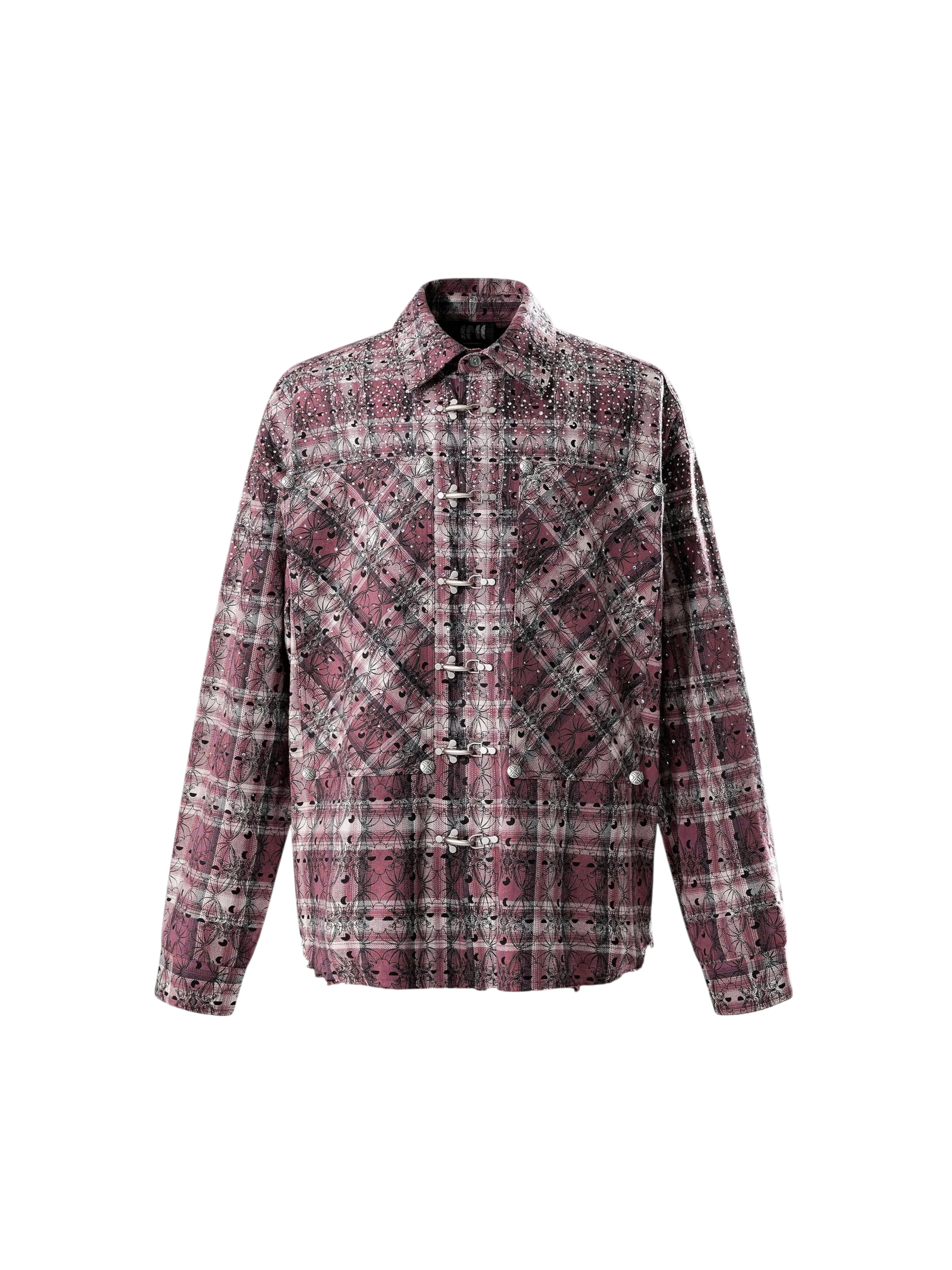 TBHNP Luminous Dawn Shadowbat buckle plaid flannel shirt — men's gothic streetwear button-up