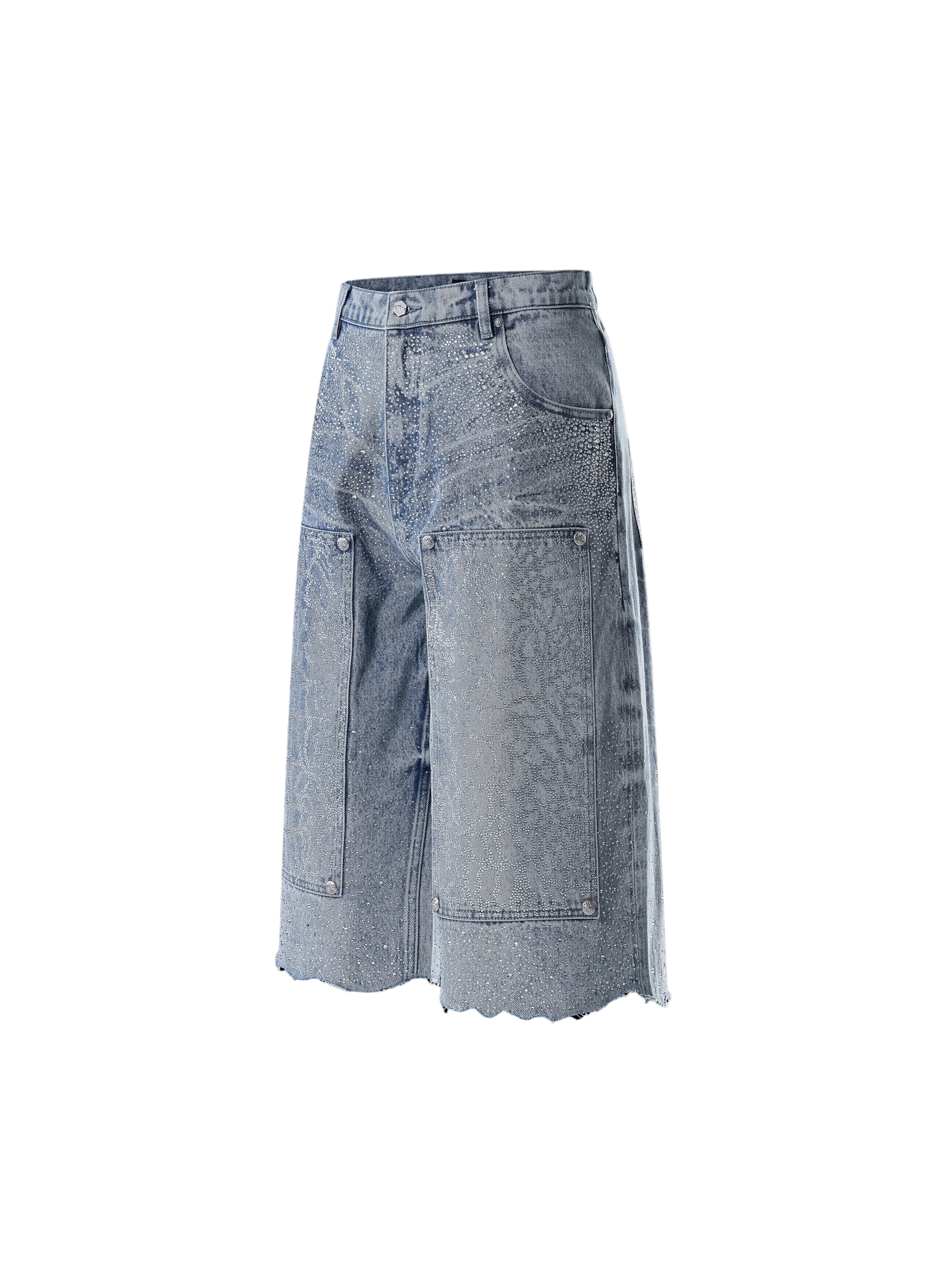 TBHNP Luminous Dawn cobweb rhinestone cropped jeans — men's streetwear denim