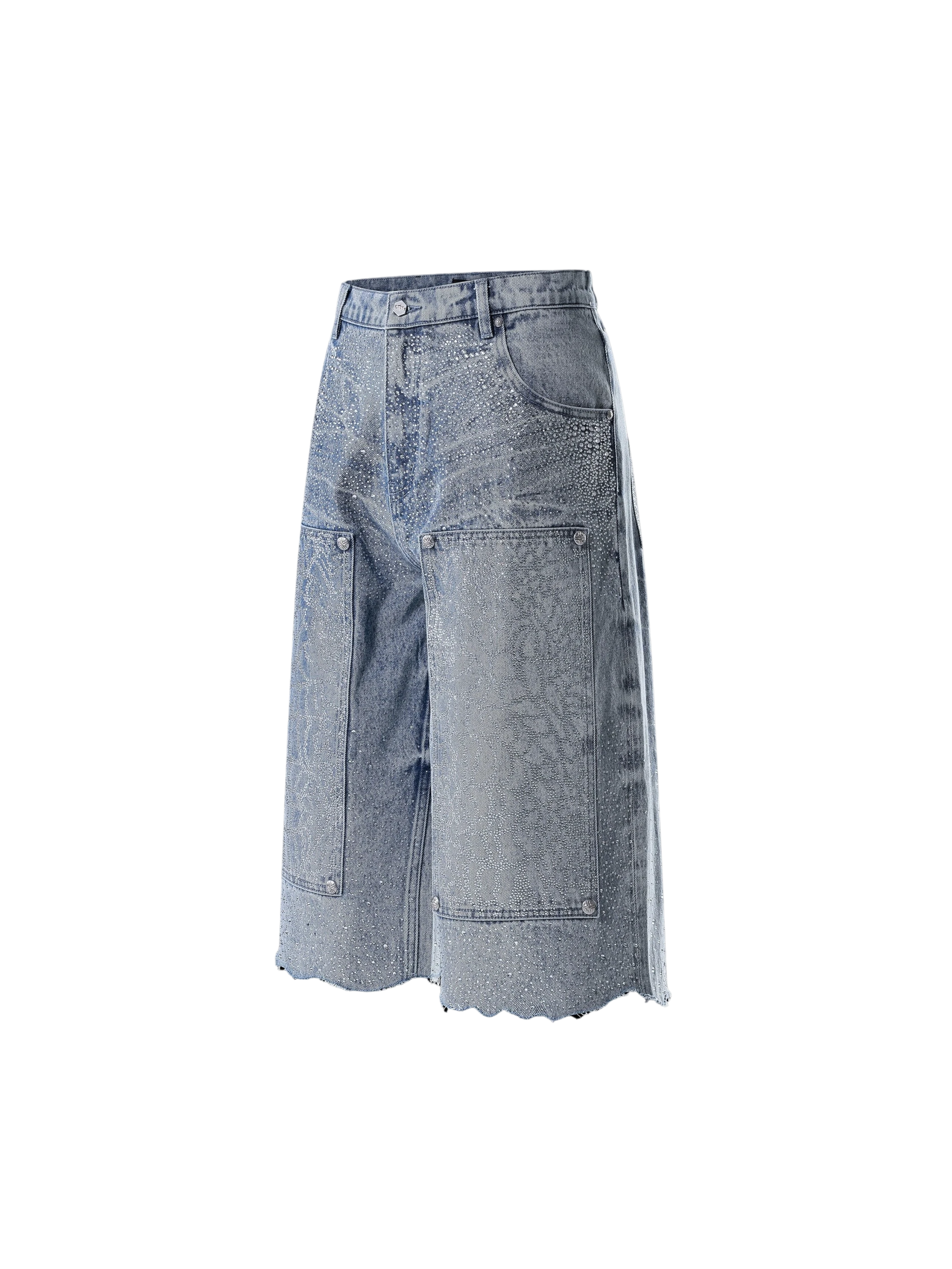 TBHNP Luminous Dawn cobweb rhinestone cropped jeans — men's streetwear denim