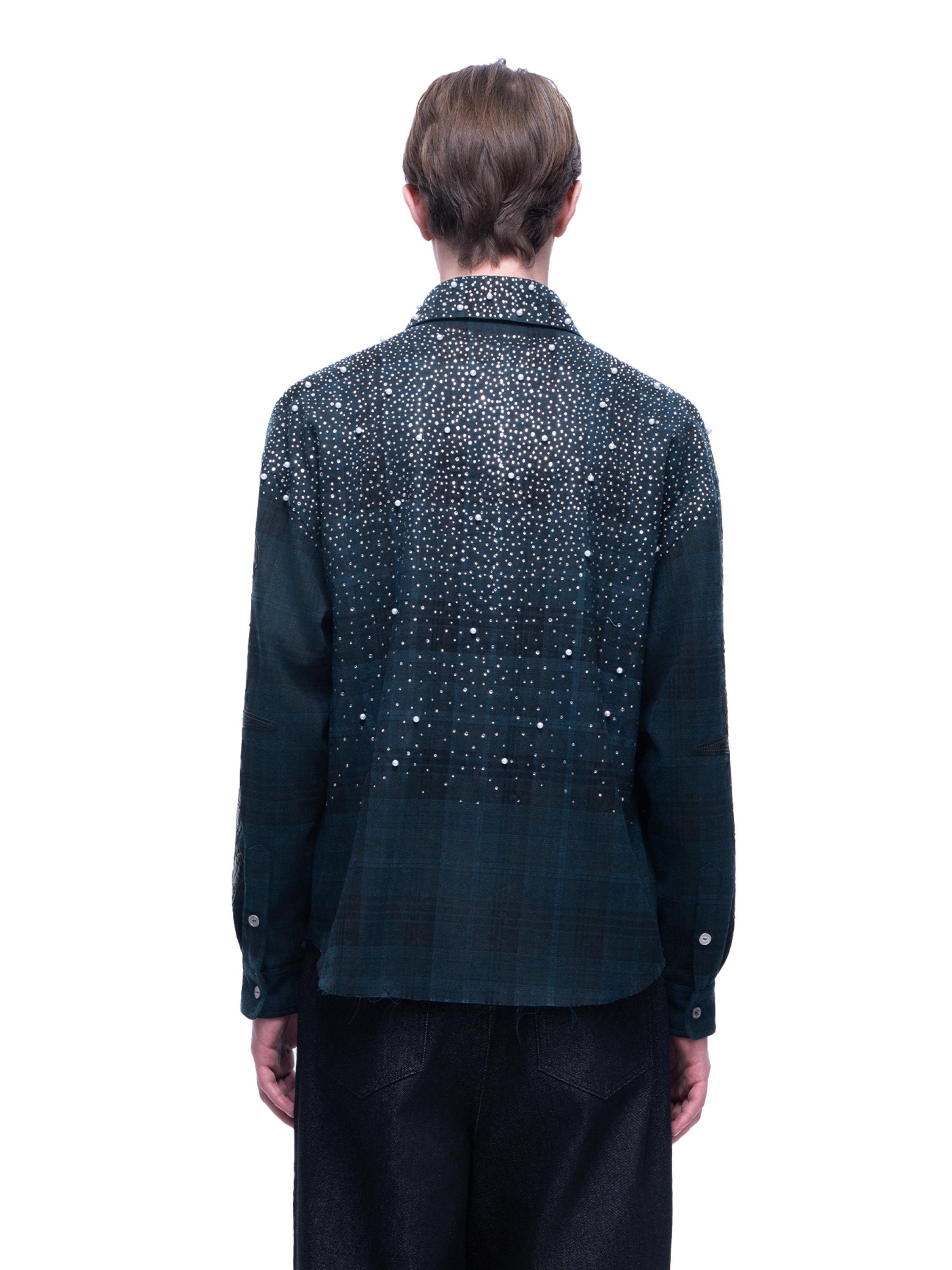 LUMINOUS DAWN RHINESTONE PEARL BAT PATTERN L-S SHIRT